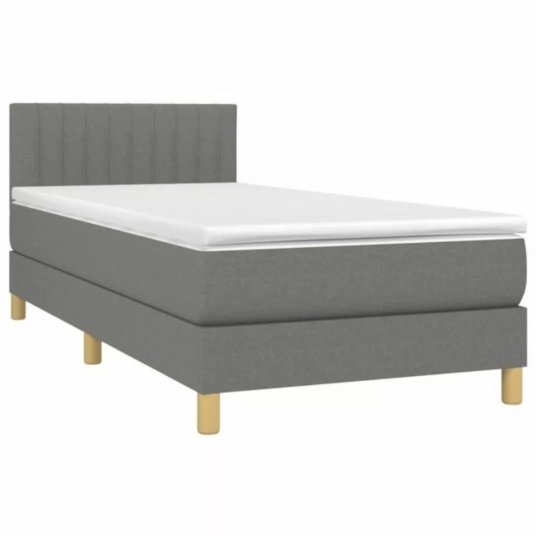 vidaXL Bettgestell Boxspringbett mit Matratze LED Dunkelgrau 80x200 cm Stof günstig online kaufen