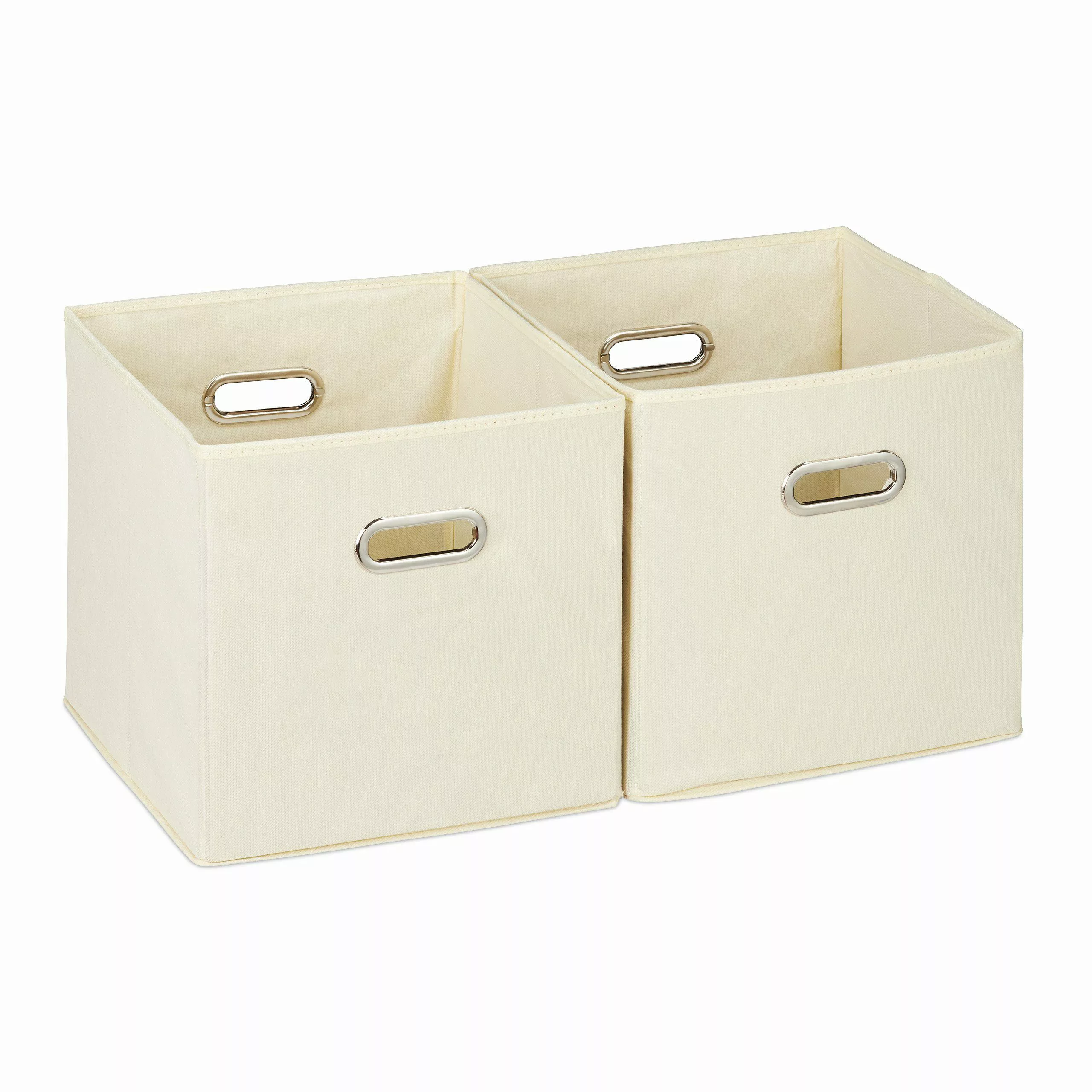 relaxdays Aufbewahrungsbox Stoff 2er Set, Beige günstig online kaufen