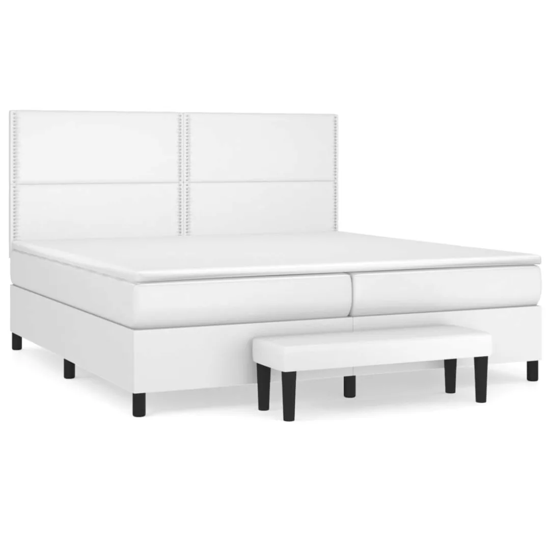 Vidaxl Boxspringbett Mit Matratze Weiß 200x200 Cm Kunstleder günstig online kaufen