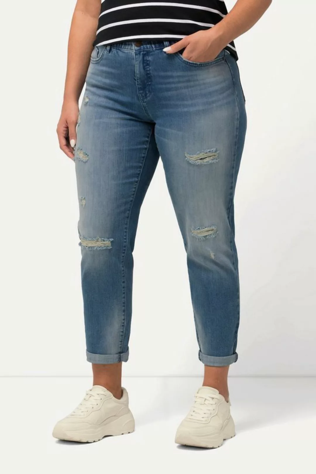 Ulla Popken Regular-fit-Jeans Boyfriend-Jeans Destroy-Effekte Komfortbund günstig online kaufen