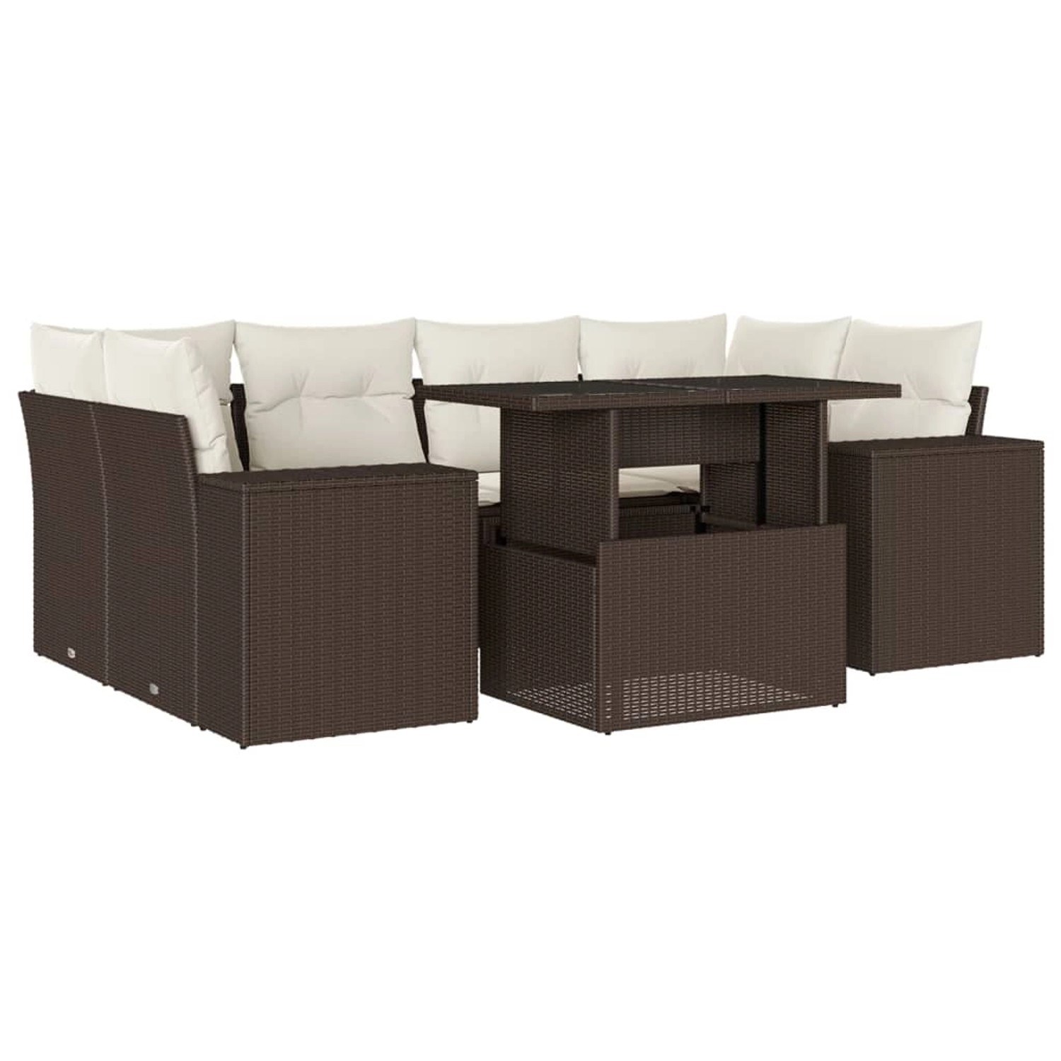 vidaXL 7-Tlg Garten-Sofagarnitur mit Kissen Braun Poly Rattan 3269023 günstig online kaufen