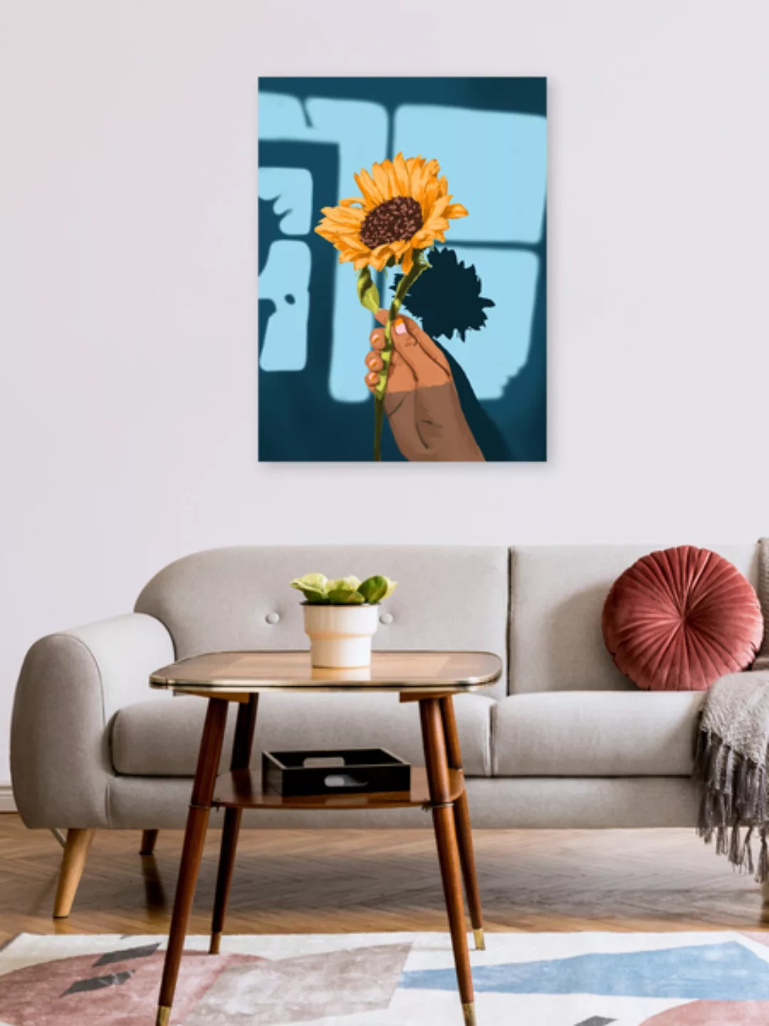 Poster / Leinwandbild - What You Think, You Become. Sunflower Still Life günstig online kaufen