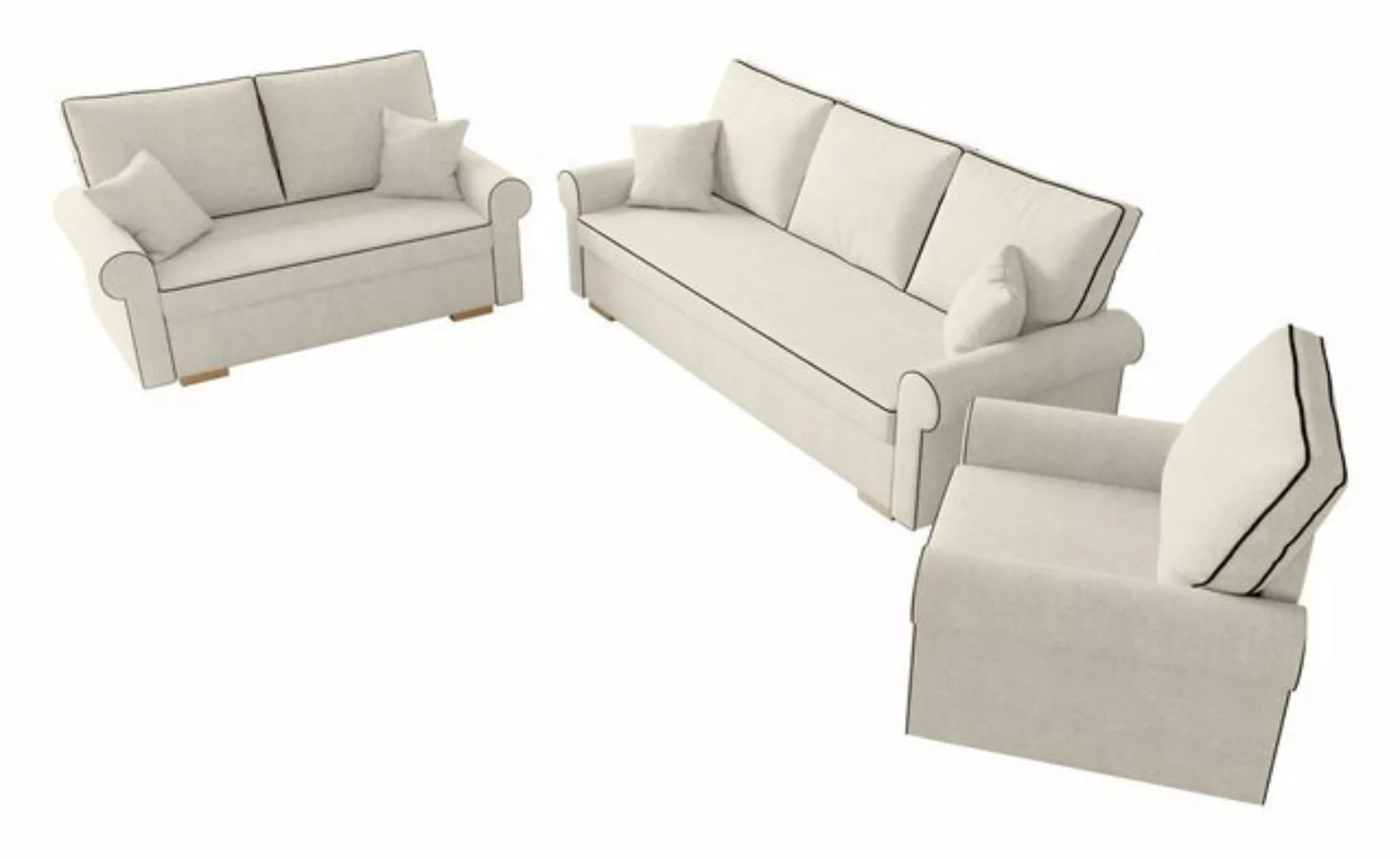 99rooms Polstergarnitur Pablo, (Set (3-tlg), bestehend aus 2-Sitzer Sofa, 3 günstig online kaufen