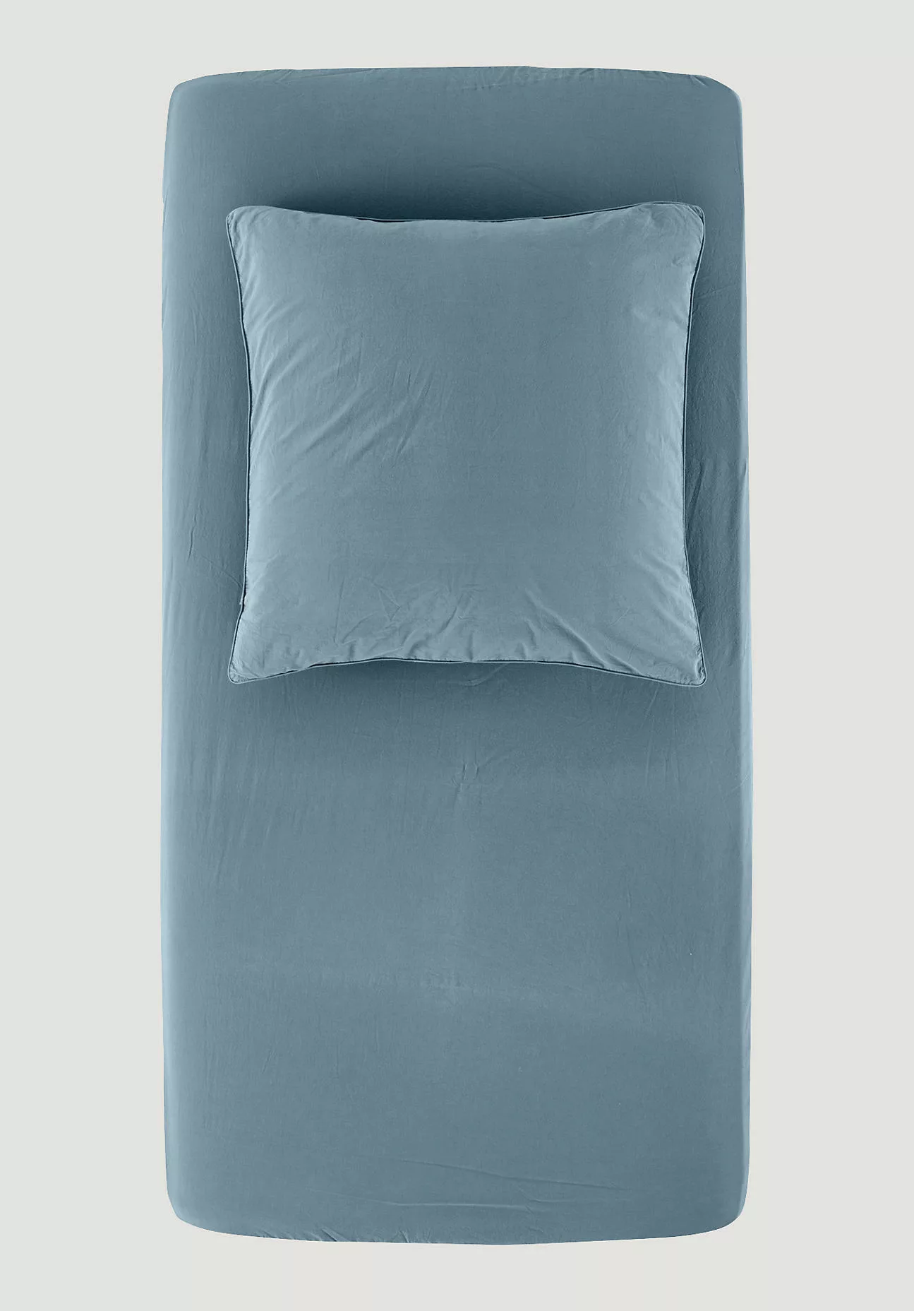 hessnatur Perkal Spannbettlaken aus Bio-Baumwolle - blau - Größe 90-100x200 günstig online kaufen
