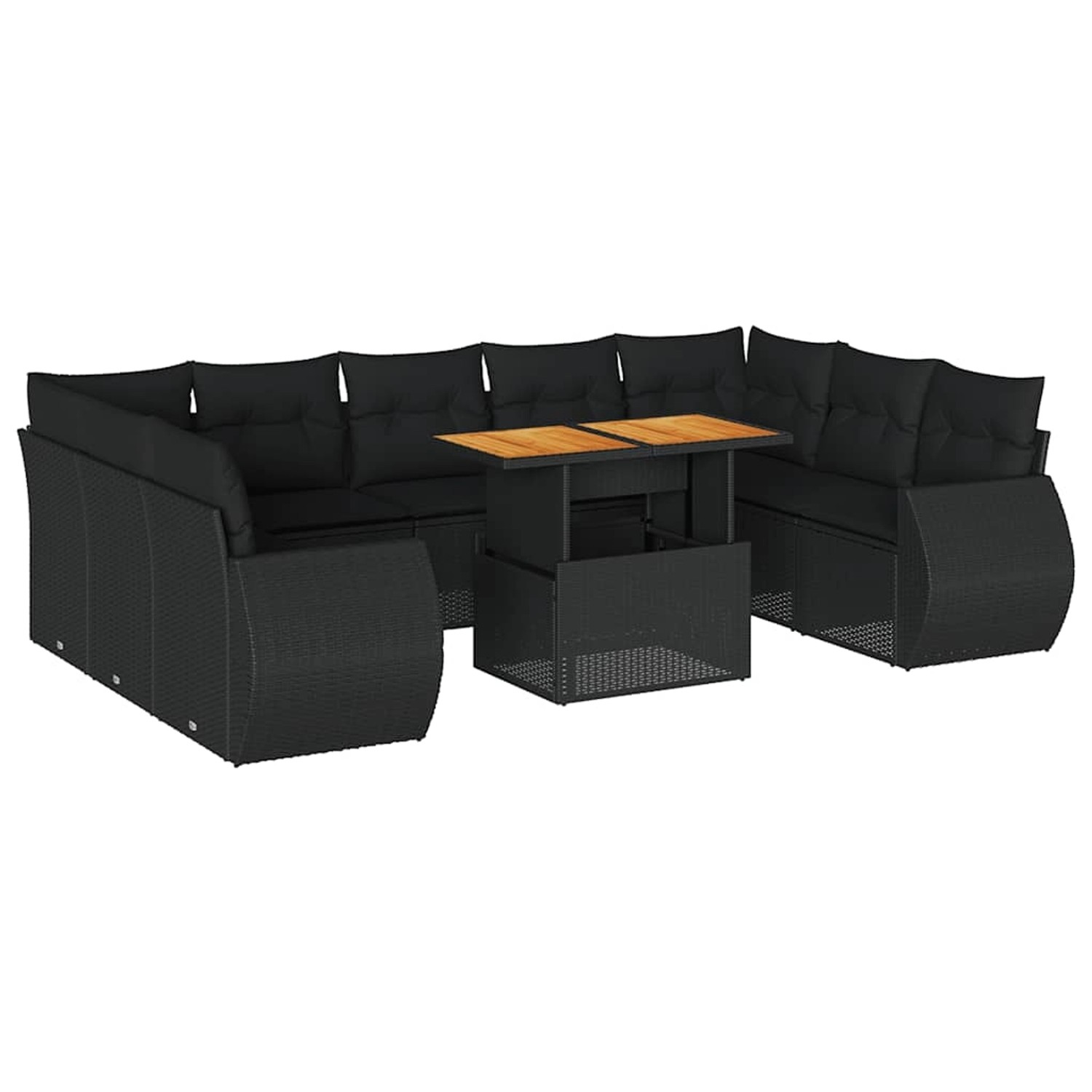 vidaXL 10-Tlg Garten-Sofagarnitur mit Kissen Schwarz Poly Rattan 3327303 günstig online kaufen