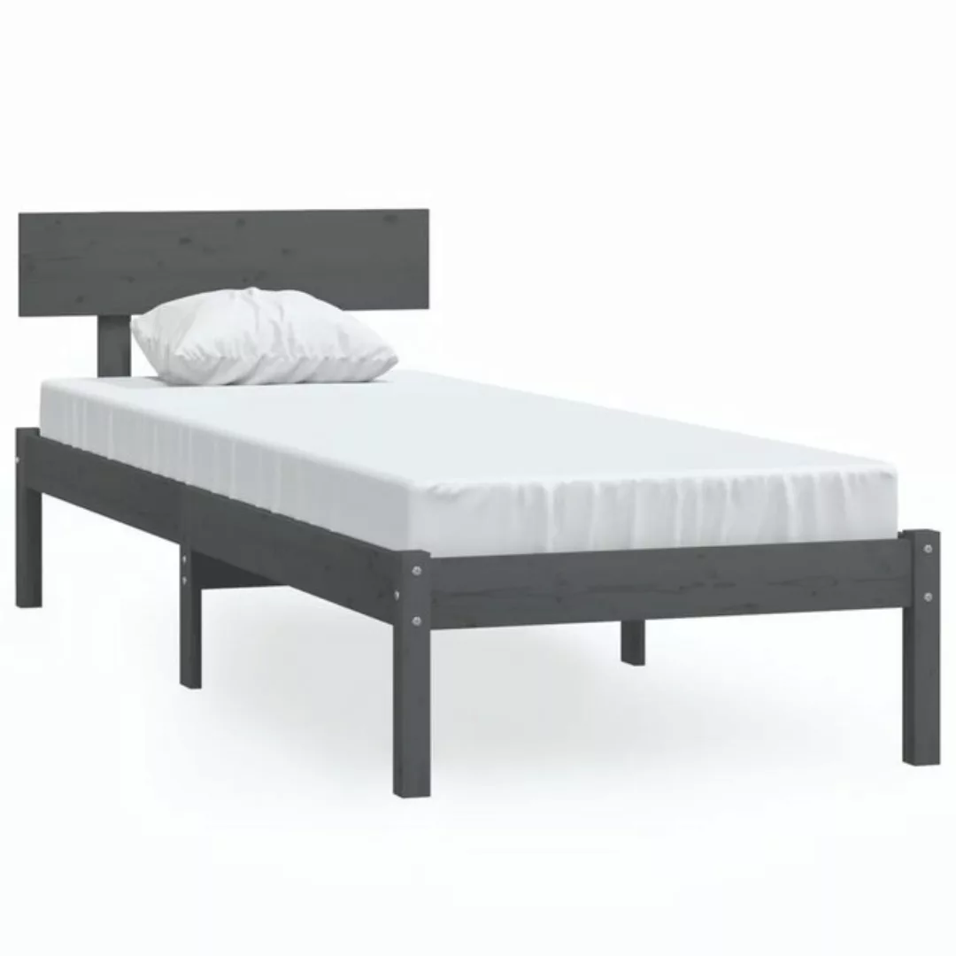 furnicato Bett Massivholzbett Grau Kiefer 90x190 cm günstig online kaufen