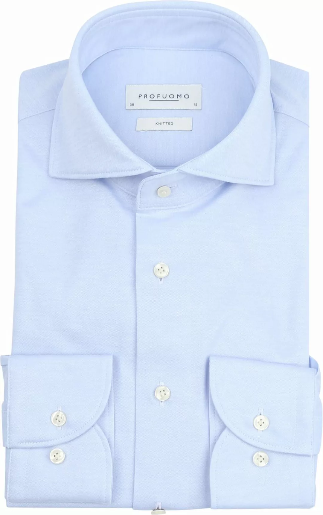 Profuomo Knitted Hemd Hellblau  - Größe 42 günstig online kaufen