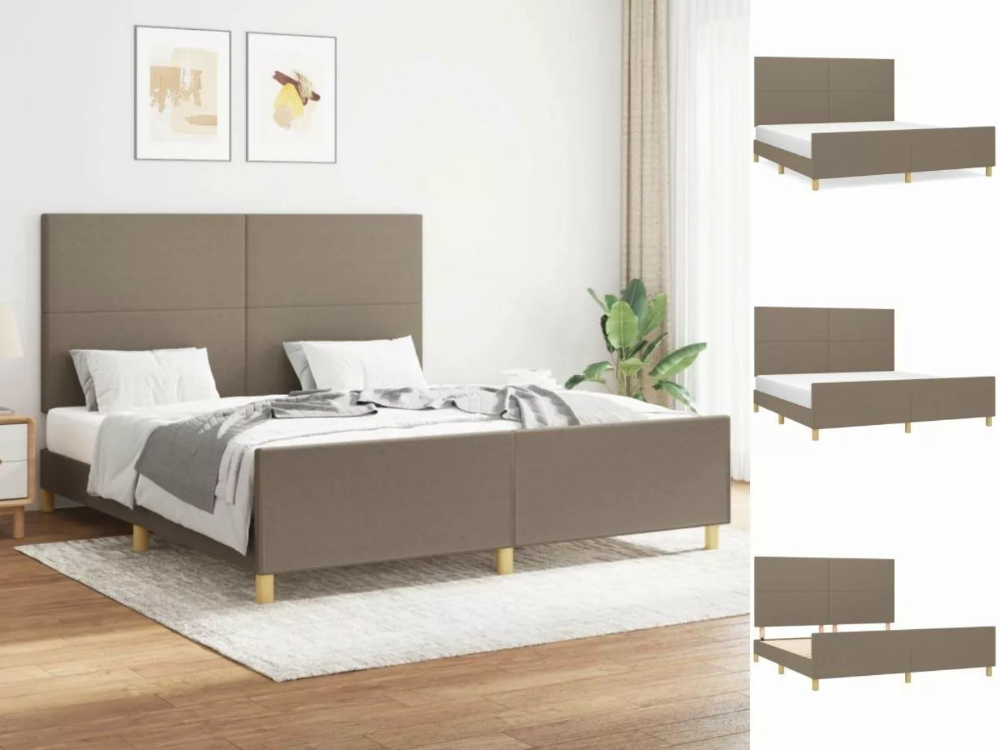 vidaXL Bettgestell Bettrahmen mit Kopfteil Taupe 180x200 cm Stoff Bett Bett günstig online kaufen
