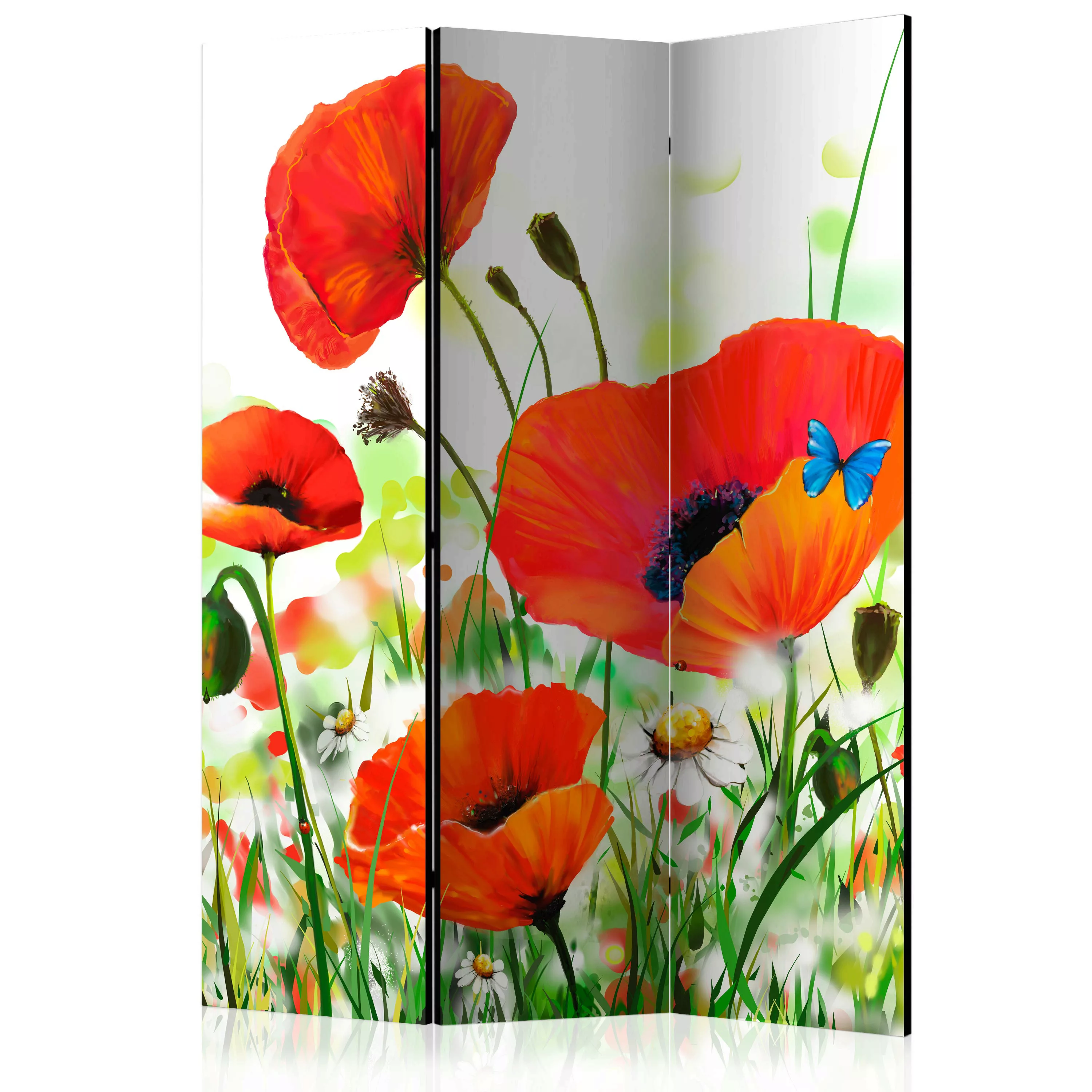 3-teiliges Paravent - Country Poppies [room Dividers] günstig online kaufen