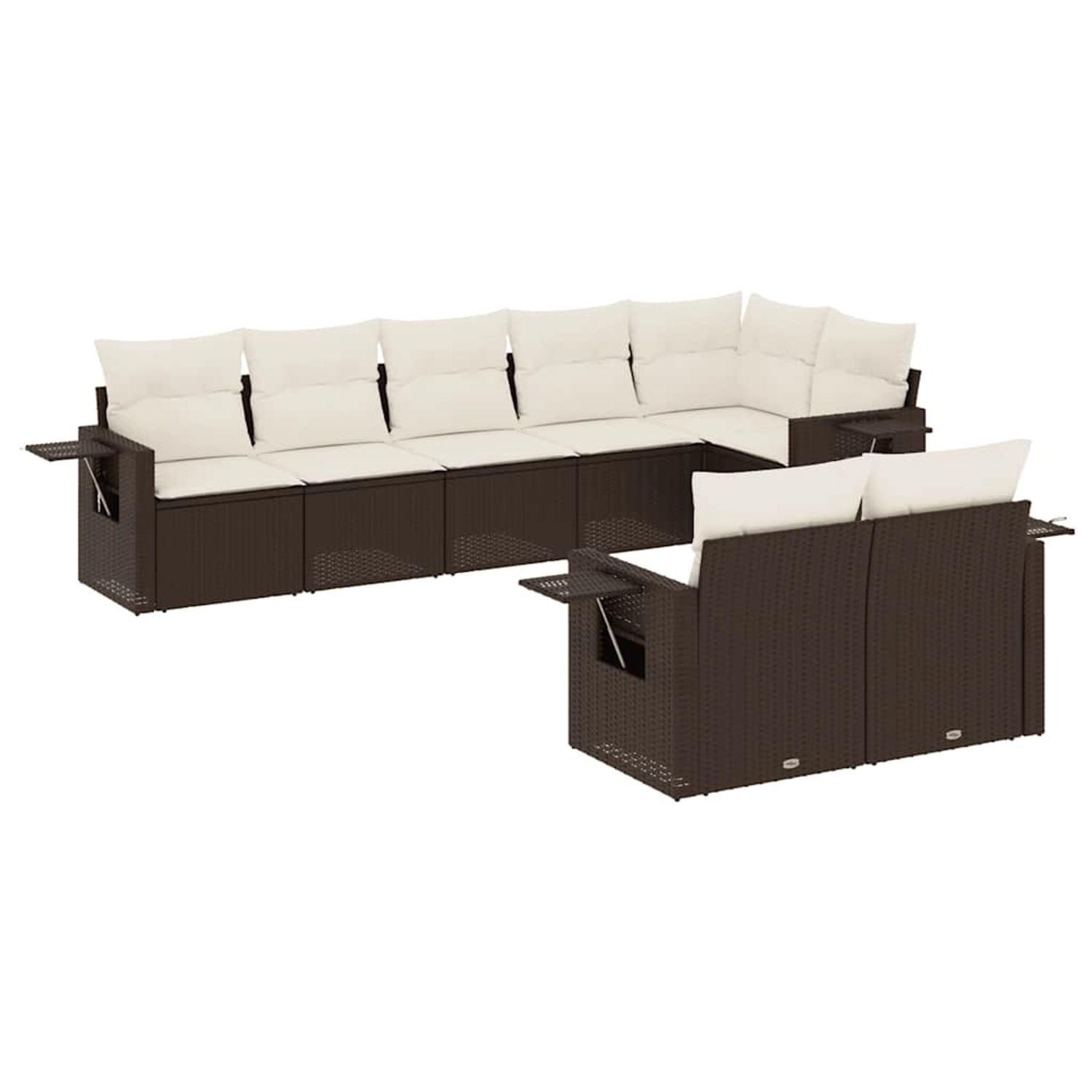vidaXL 8-Tlg Garten-Sofagarnitur mit Kissen Braun Poly Rattan 3220422 günstig online kaufen