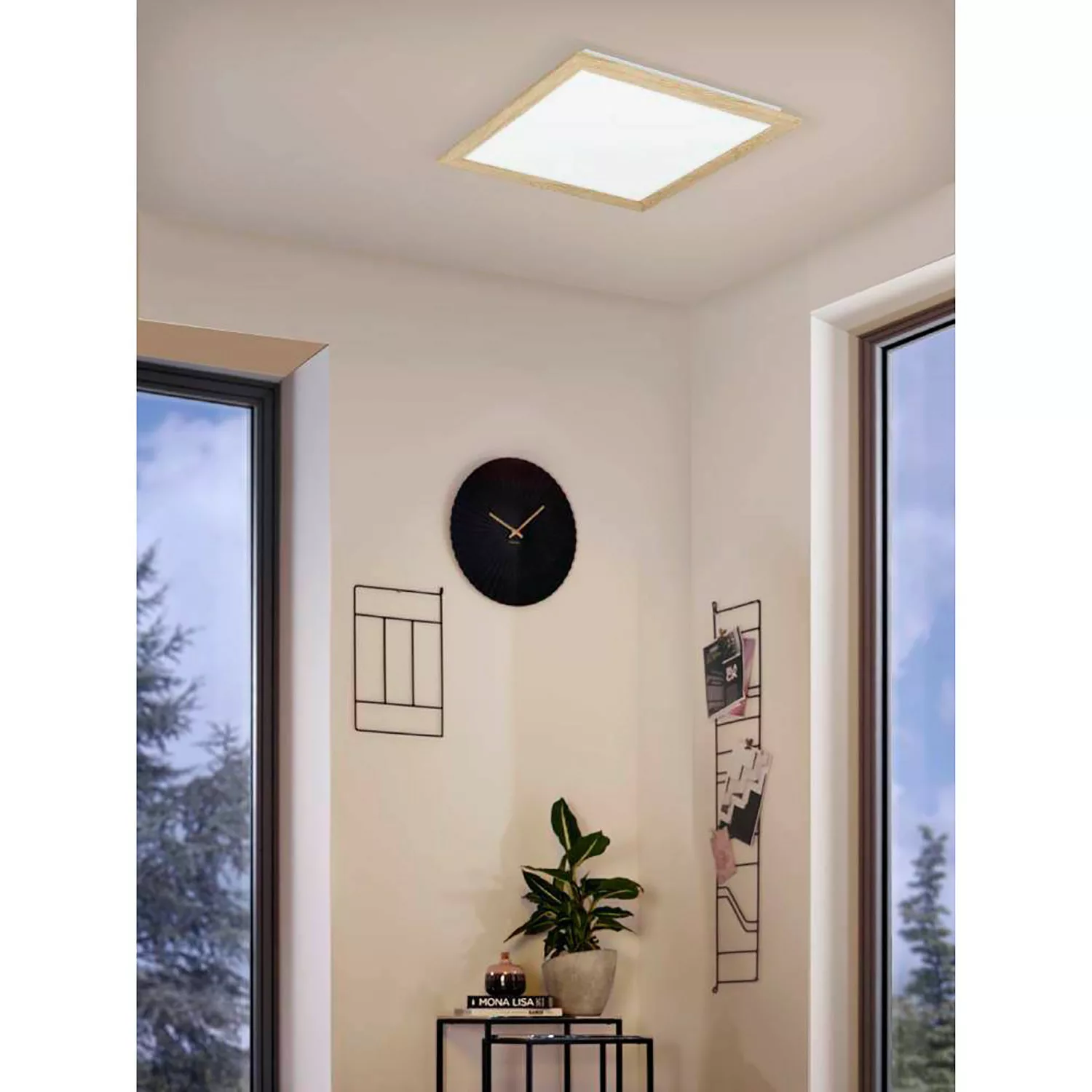 Eglo LED-Deckenleuchte Piglionasso 64,5 cm x 64,5 cm Hellbraun-Weiß günstig online kaufen