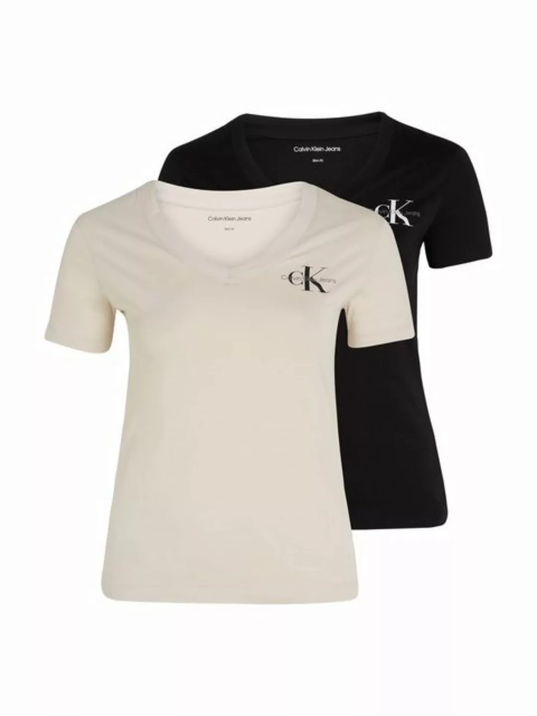 Calvin Klein Jeans Plus T-Shirt PLUS 2-PACK MONOLOGO V-NECK TEE (Packung, 2 günstig online kaufen