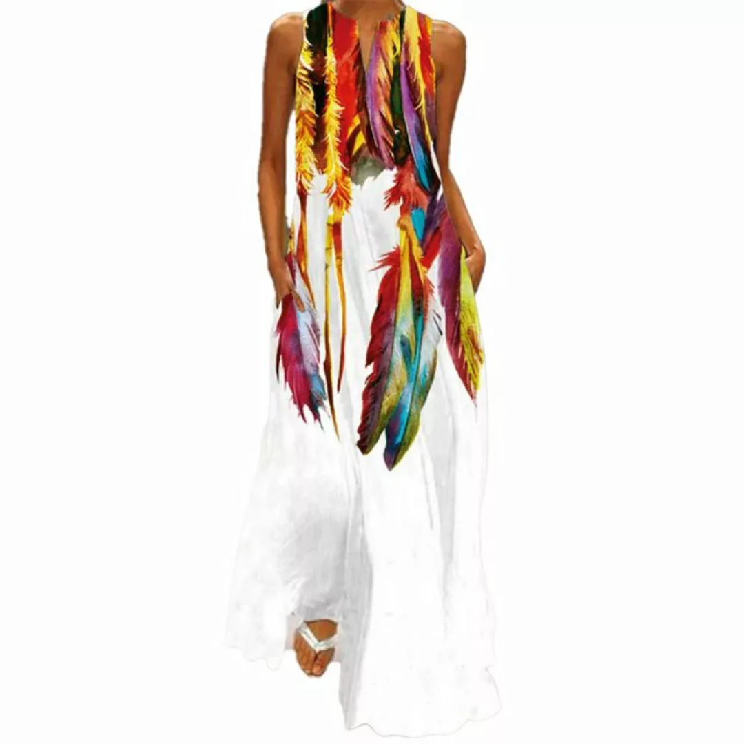 KIKI Strandkleid Bedrucktes ärmelloses Kleid mit V-Ausschnitt für Frauen günstig online kaufen