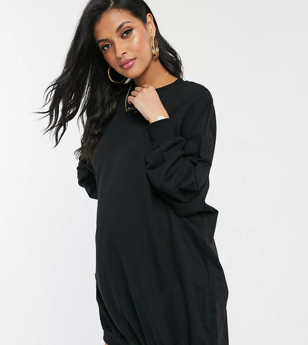 ASOS DESIGN Maternity – Übergroßes Sweatshirt-Kleid-Schwarz günstig online kaufen