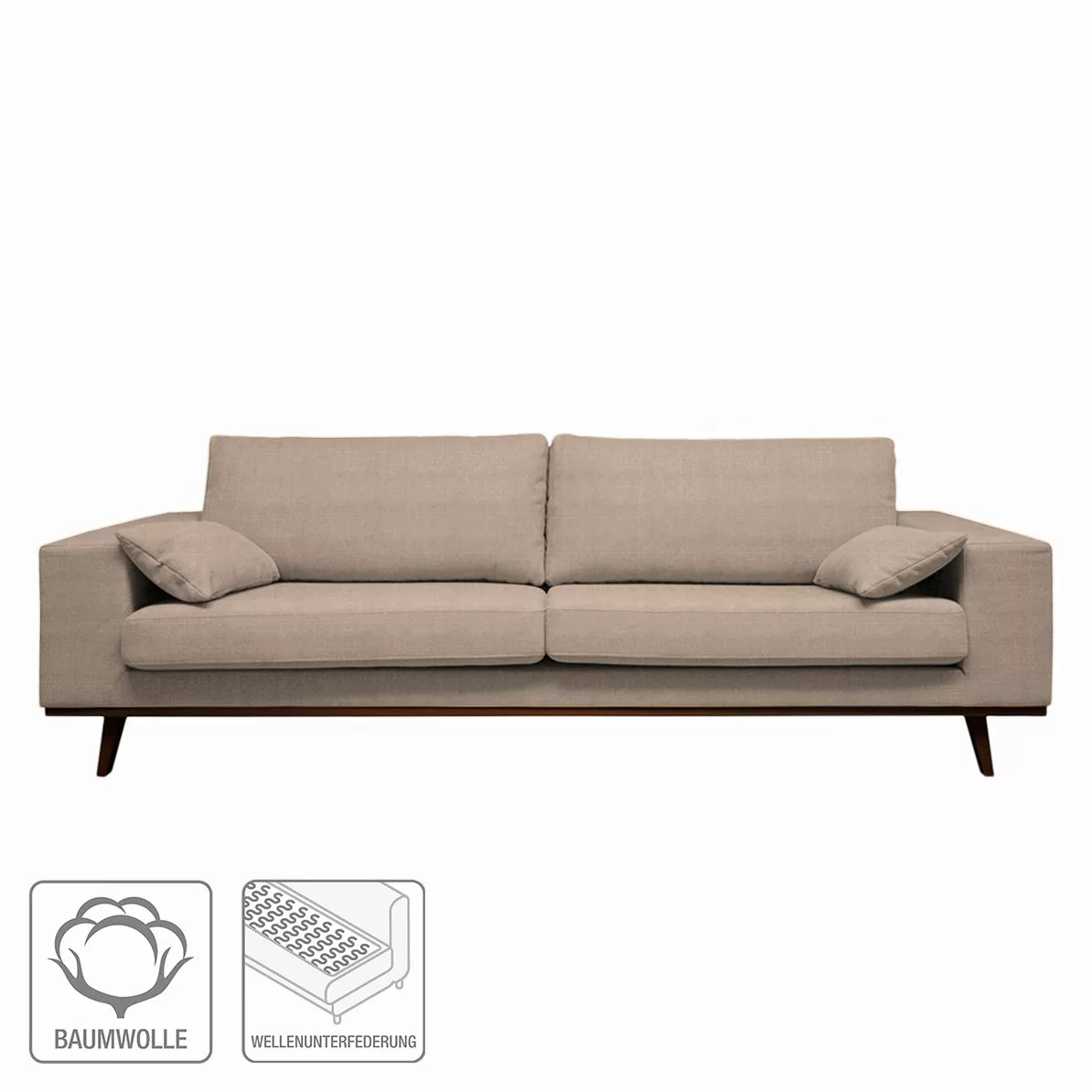 home24 Mørteens Sofa Billund II 3-Sitzer Congo Grau Webstoff 237x81x91 cm ( günstig online kaufen