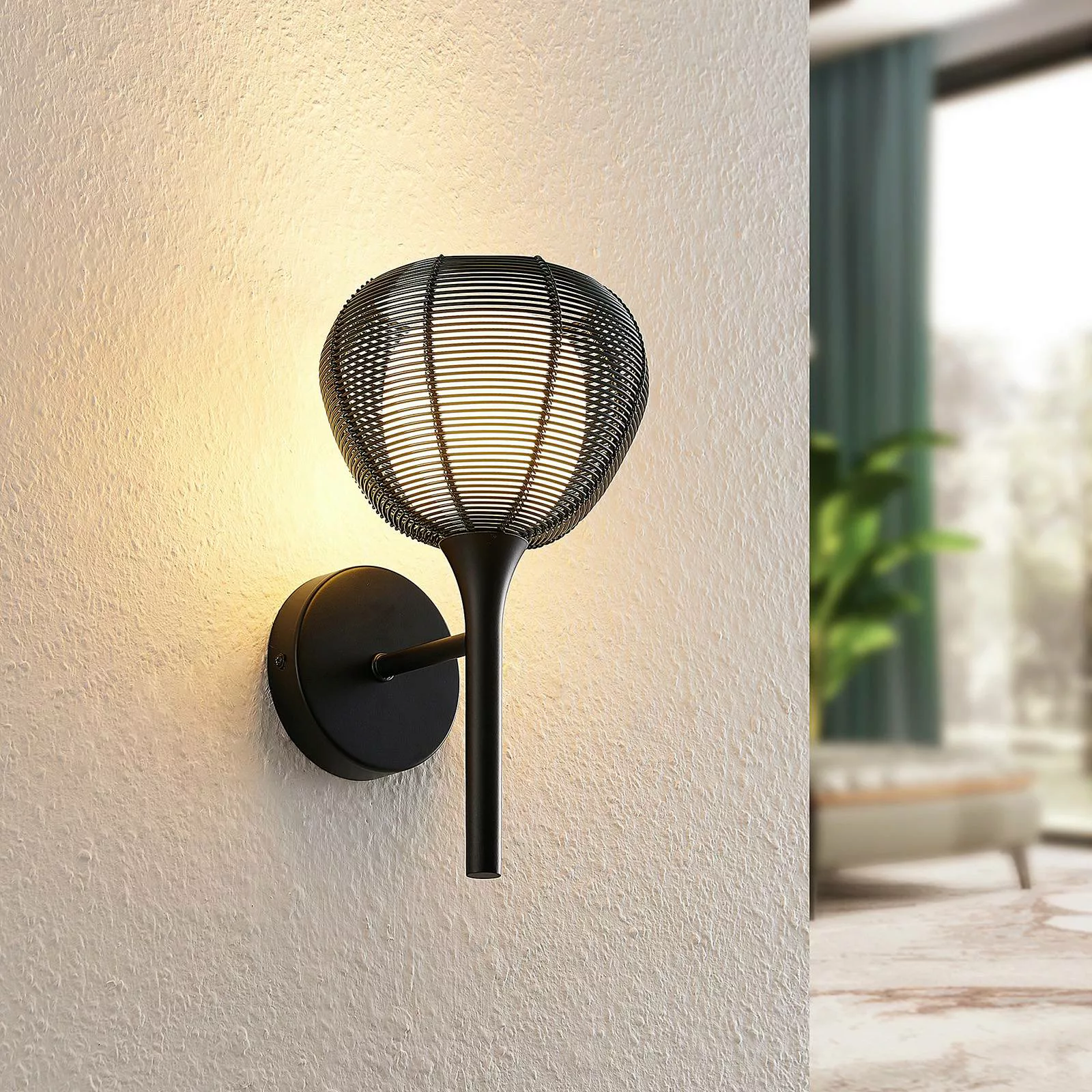 Lucande Tetira Käfig-Wandlampe, schwarz günstig online kaufen