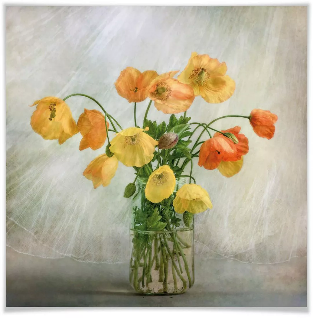 Wall-Art Poster »Mohnblumen im Glas«, Blumen, (1 St.), Poster ohne Bilderra günstig online kaufen