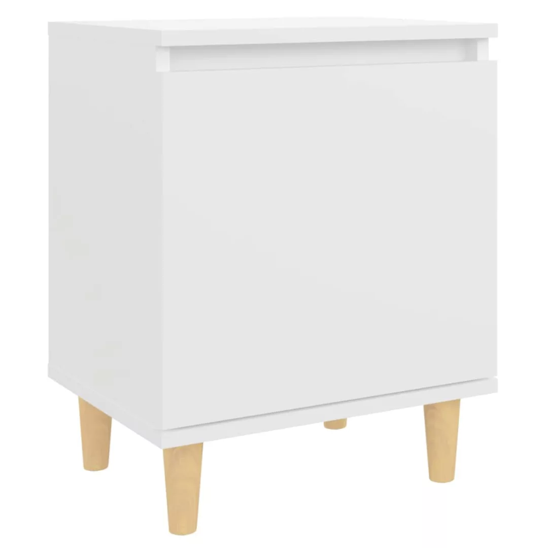 Nachttisch Mit Massivholzbeinen Weiß 40x30x50 Cm günstig online kaufen