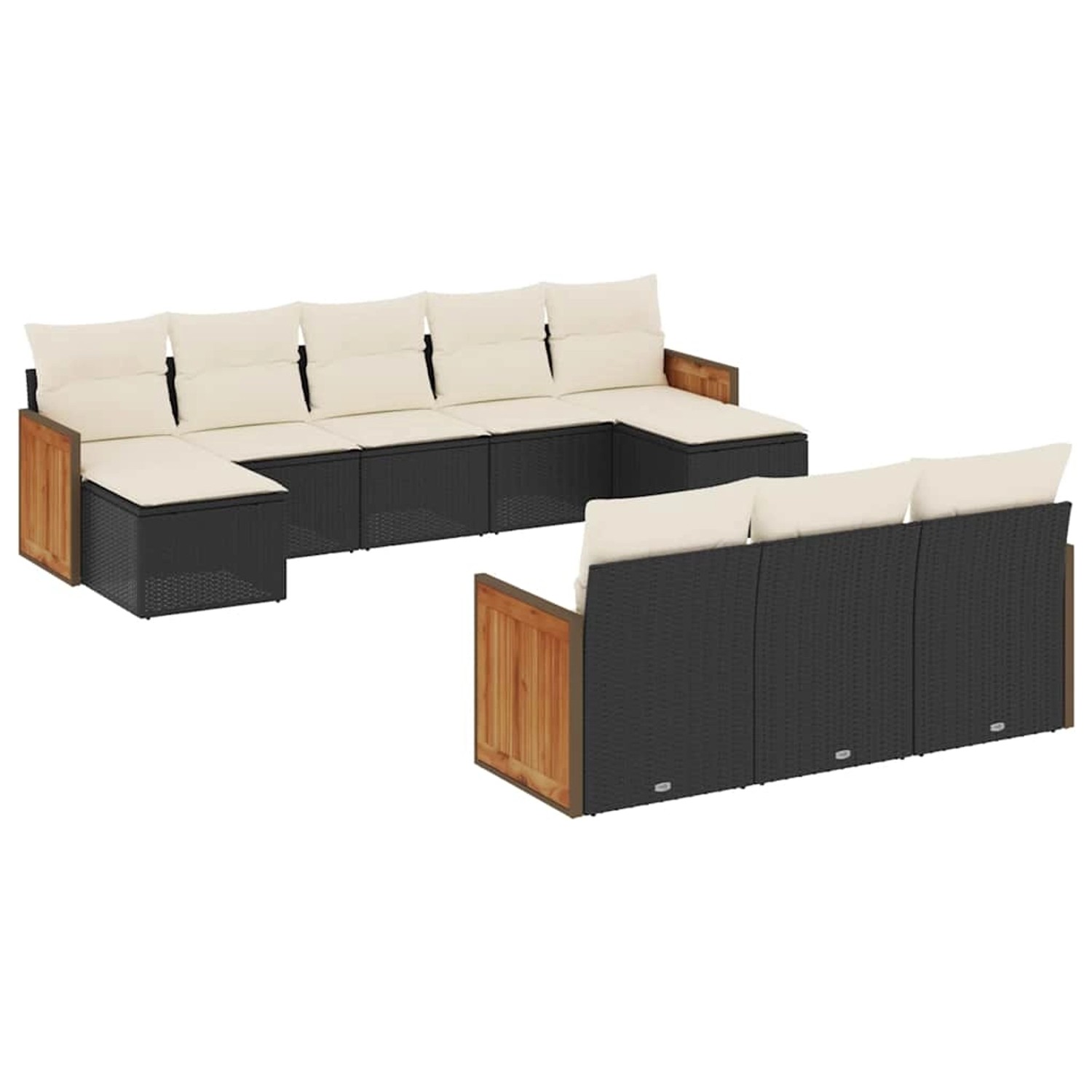 vidaXL 10-Tlg Garten-Sofagarnitur mit Kissen Schwarz Poly Rattan 3260495 günstig online kaufen