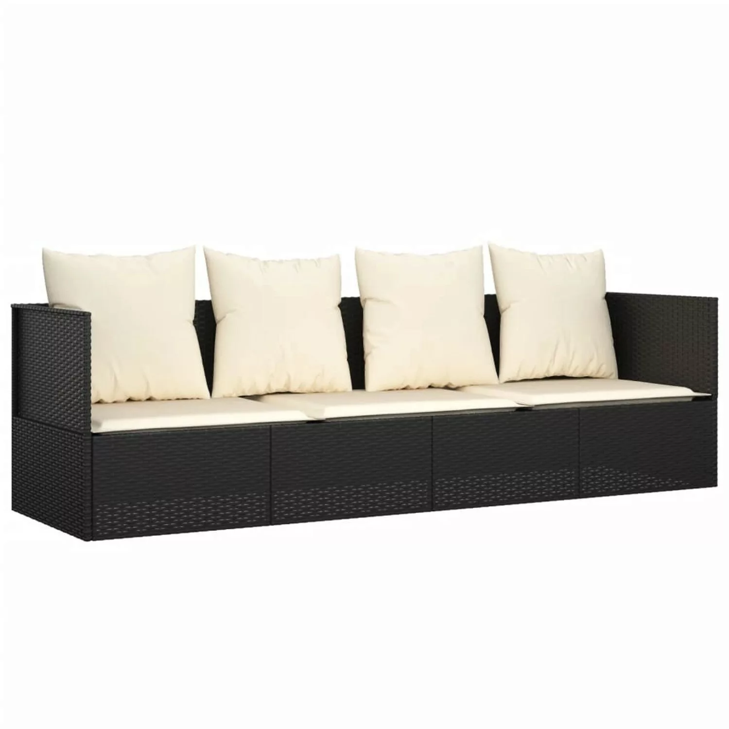 vidaXL Outdoor-Loungebett mit Kissen Schwarz Poly Rattan 203 x 58 x 56 cm günstig online kaufen