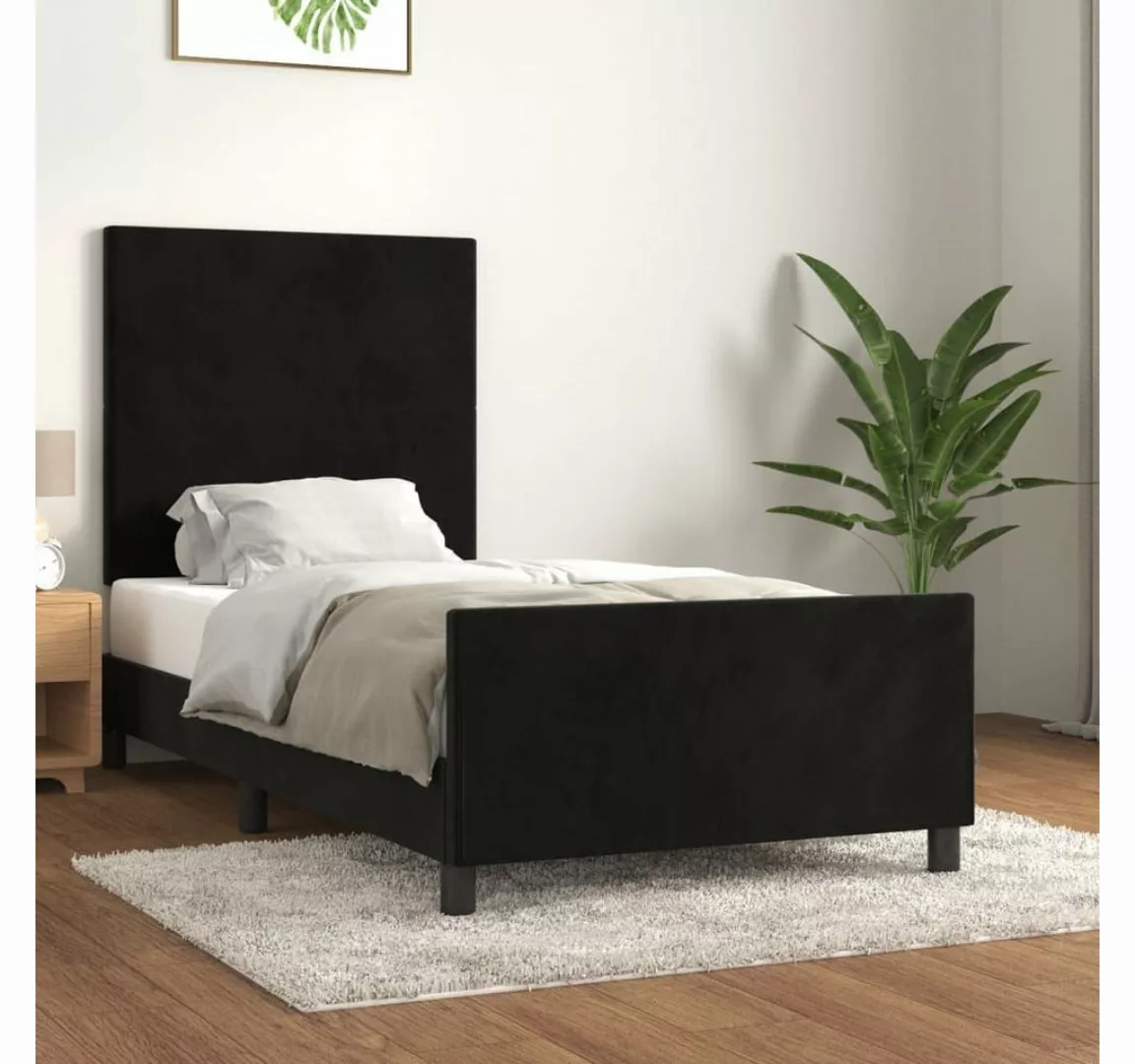 furnicato Bett Bettgestell mit Kopfteil Schwarz 100x200 cm Samt günstig online kaufen