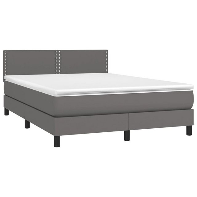 vidaXL Bett Boxspringbett mit Matratze Grau 140x190 cm Kunstleder günstig online kaufen