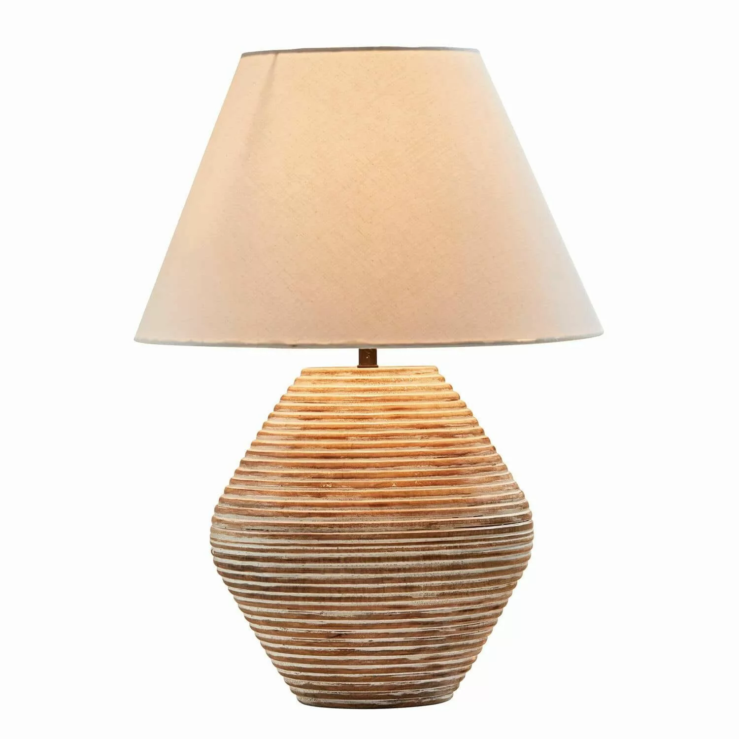 Mirabeau Tischleuchte Tischlampe Landelin weiß/braun günstig online kaufen