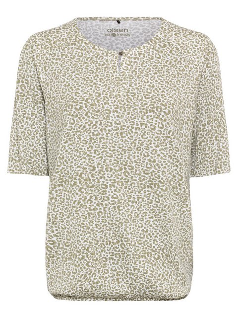 Olsen Kurzarmshirt mit geschlitztem V-Halsausschnitt und kleinem Verschluss günstig online kaufen