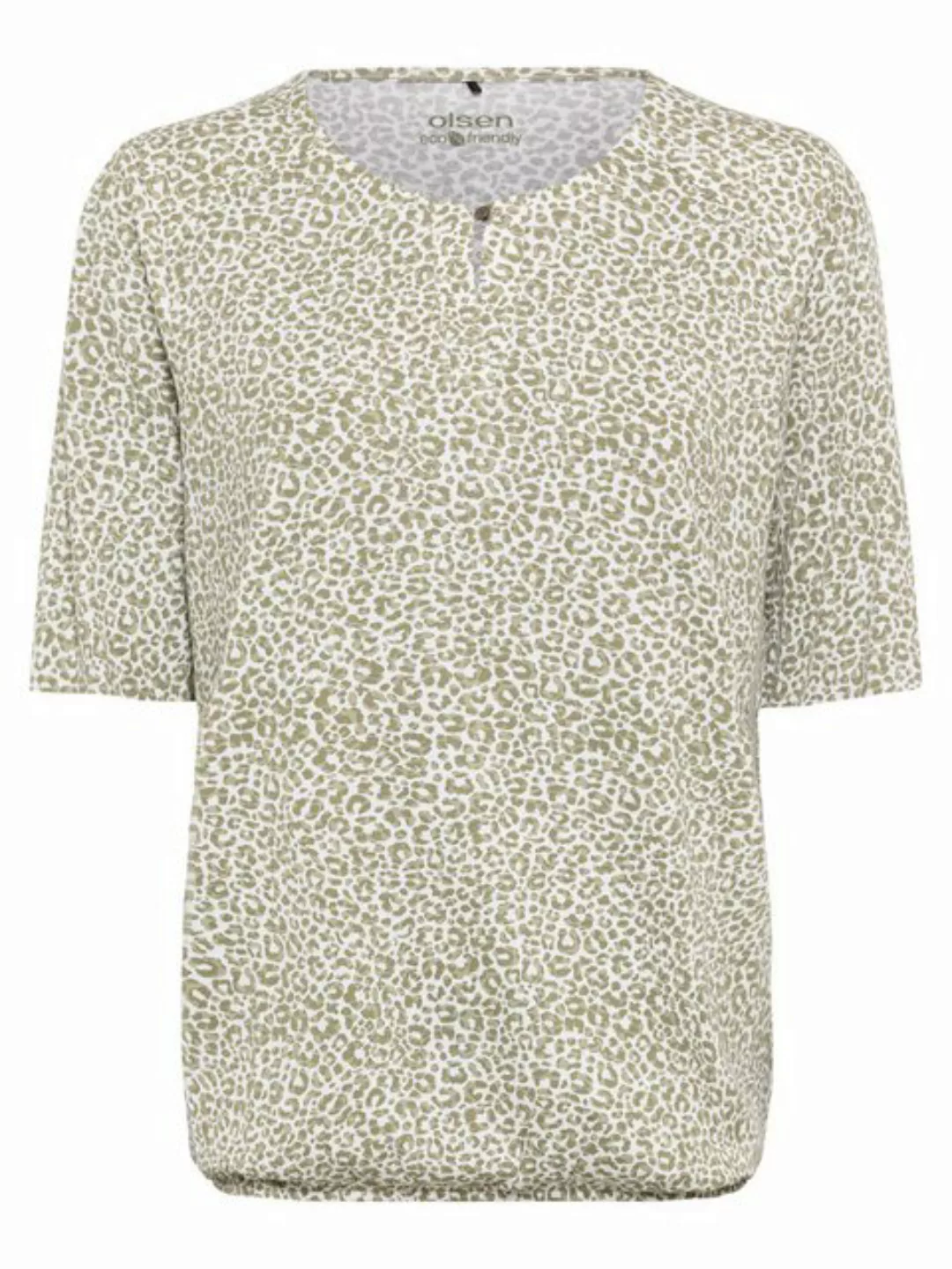 Olsen Kurzarmshirt mit geschlitztem V-Halsausschnitt und kleinem Verschluss günstig online kaufen