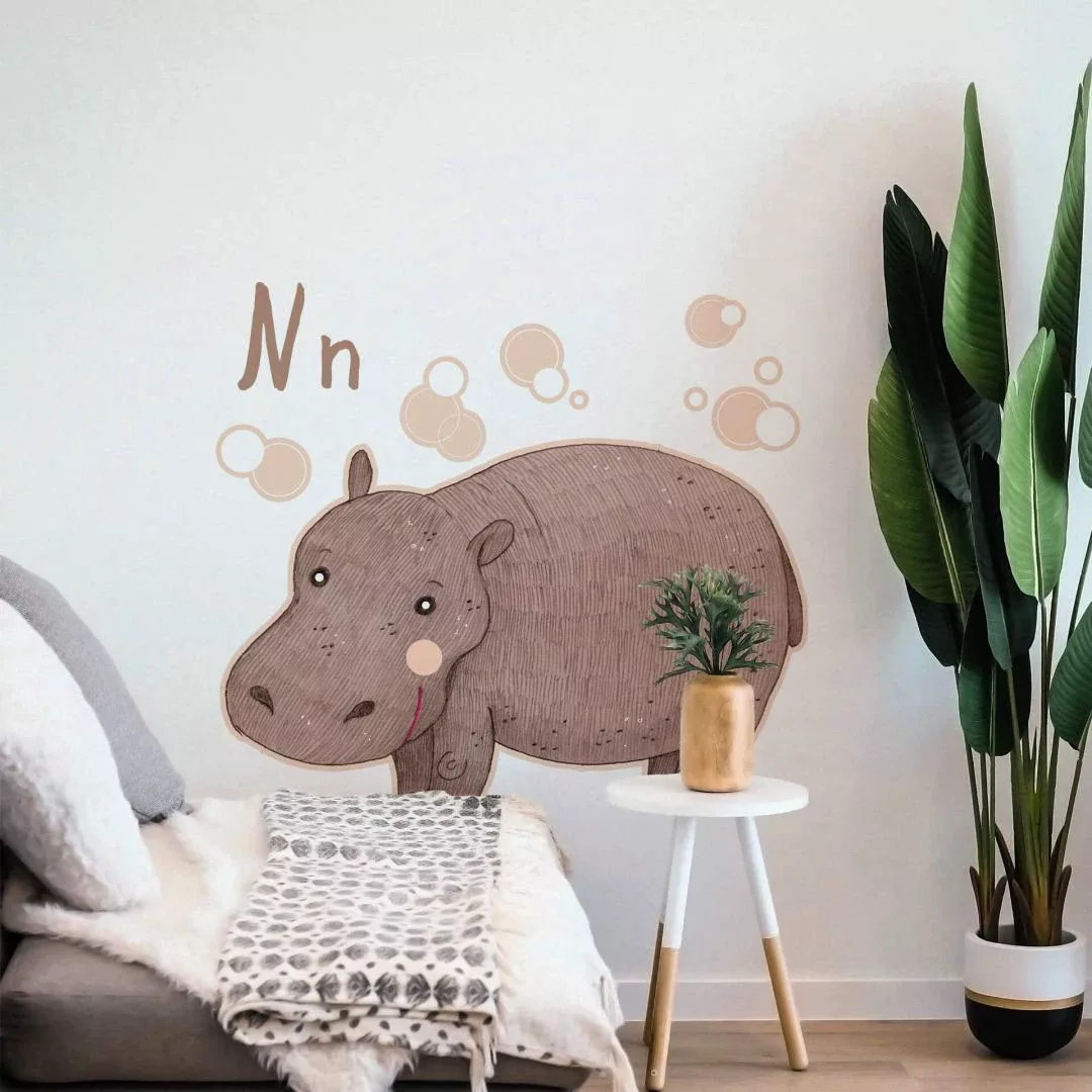 Wall-Art Wandtattoo »Nilpferd Hippo Buchstabe N«, (1 St.), selbstklebend, e günstig online kaufen