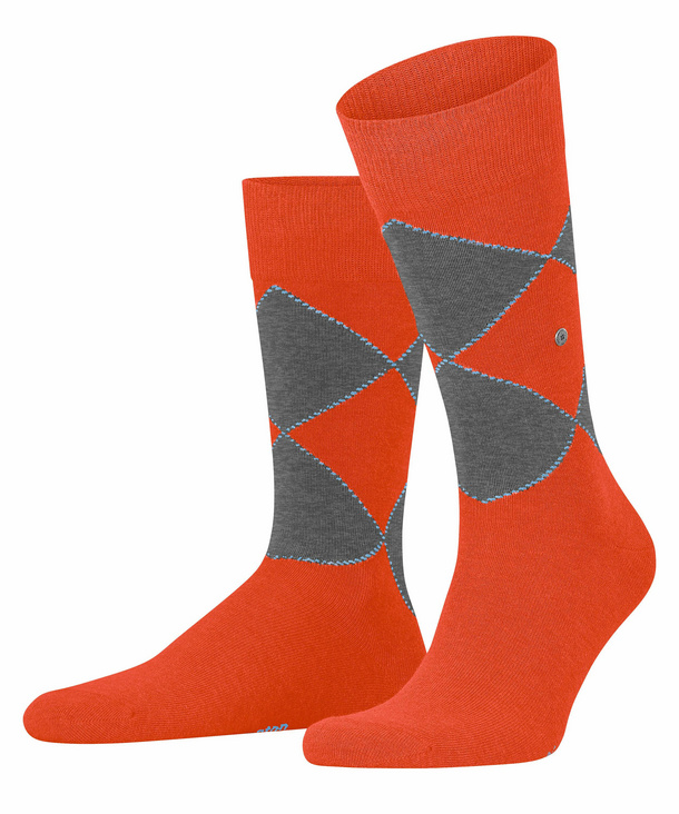 Burlington Kingston Herren Socken, 40-46, Orange, Argyle, Baumwolle (Bio), günstig online kaufen