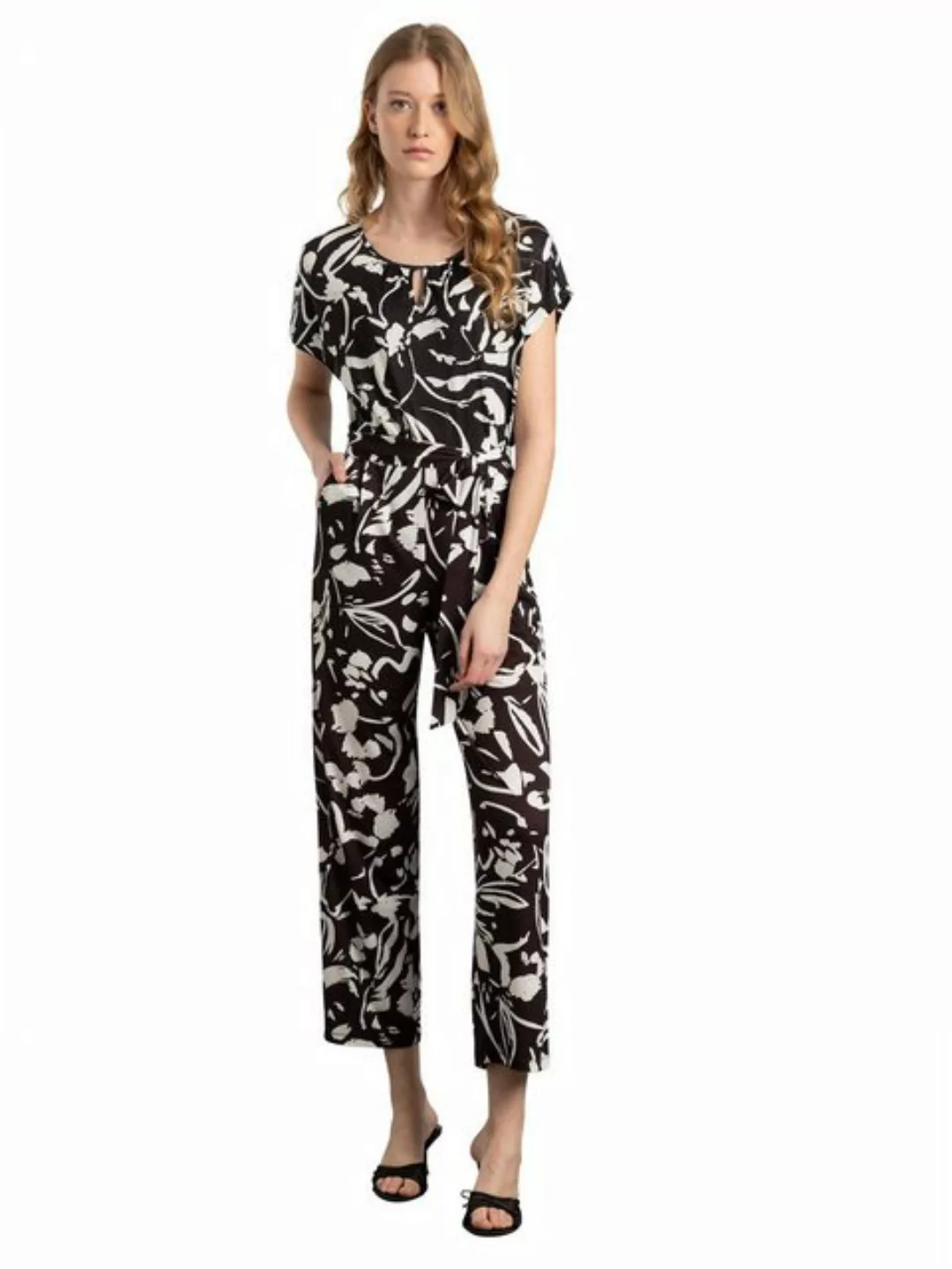 Jersey Jumpsuit, schwarz/ecru, Frühjahrs-Kollektion günstig online kaufen