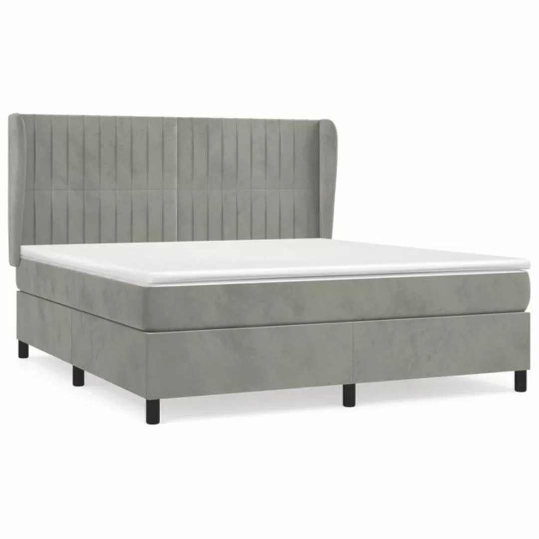 furnicato Bett Boxspringbett mit Matratze Hellgrau 160x200 cm Samt (1-tlg) günstig online kaufen