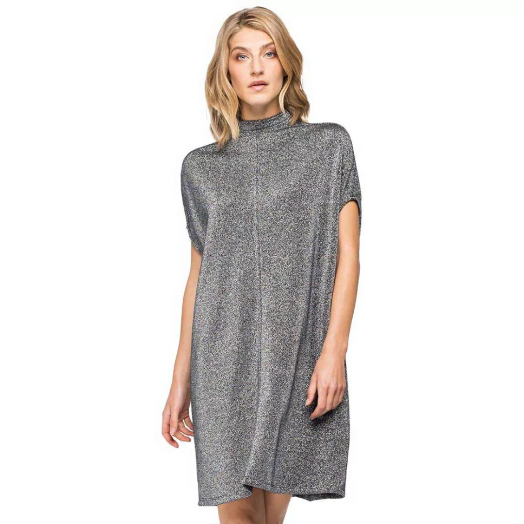Replay Kurzes Kleid Mit Rundhalsausschnitt Und Lurex XS Silver Lurex günstig online kaufen