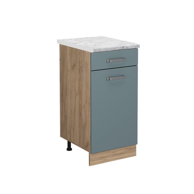 Vicco Unterschrank R-Line, Blau-Grau/Goldkraft Eiche, 40 cm AP Marmor günstig online kaufen