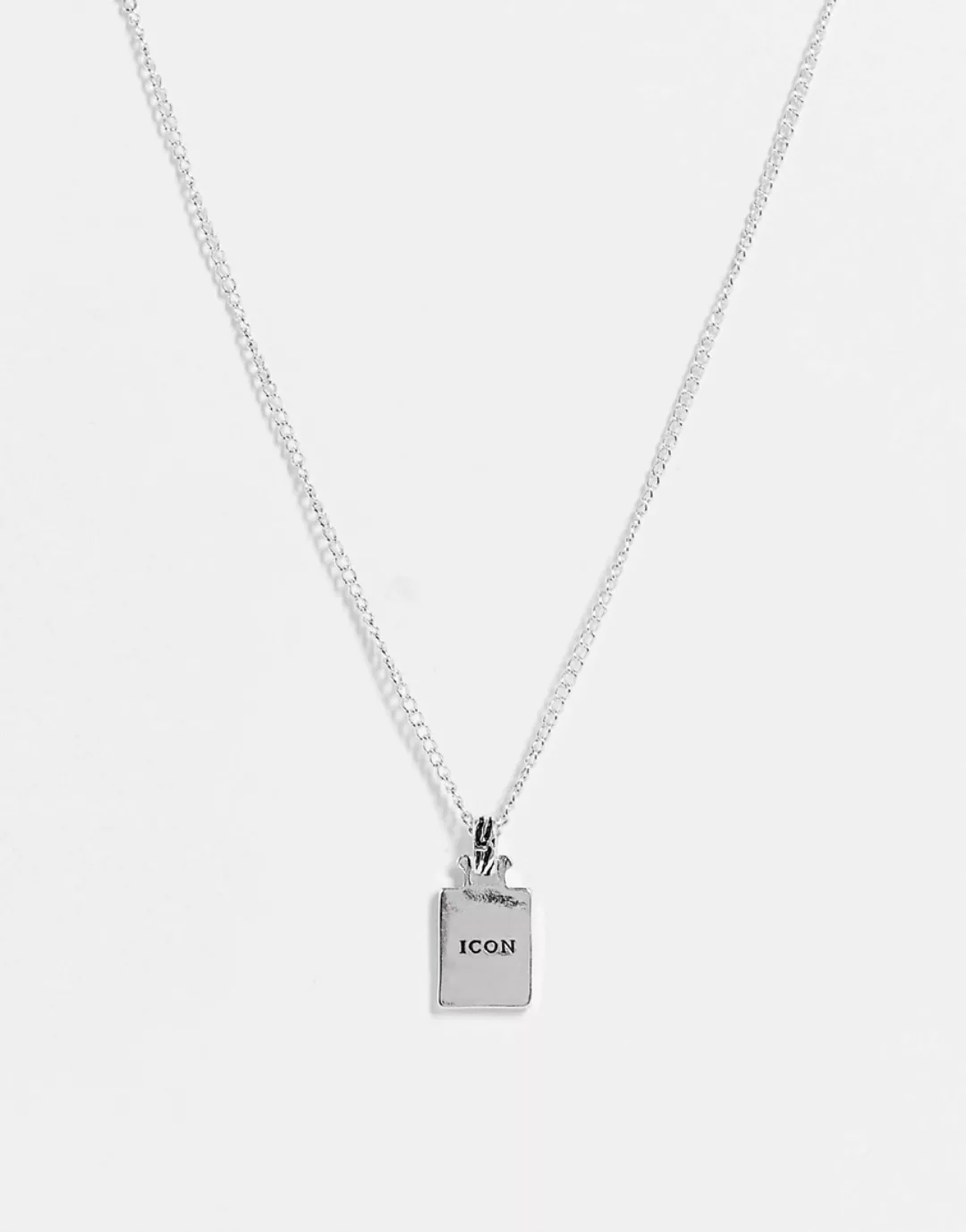 Icon Brand – Silberfarbene Halskette mit Steinanhänger in Schwarz günstig online kaufen