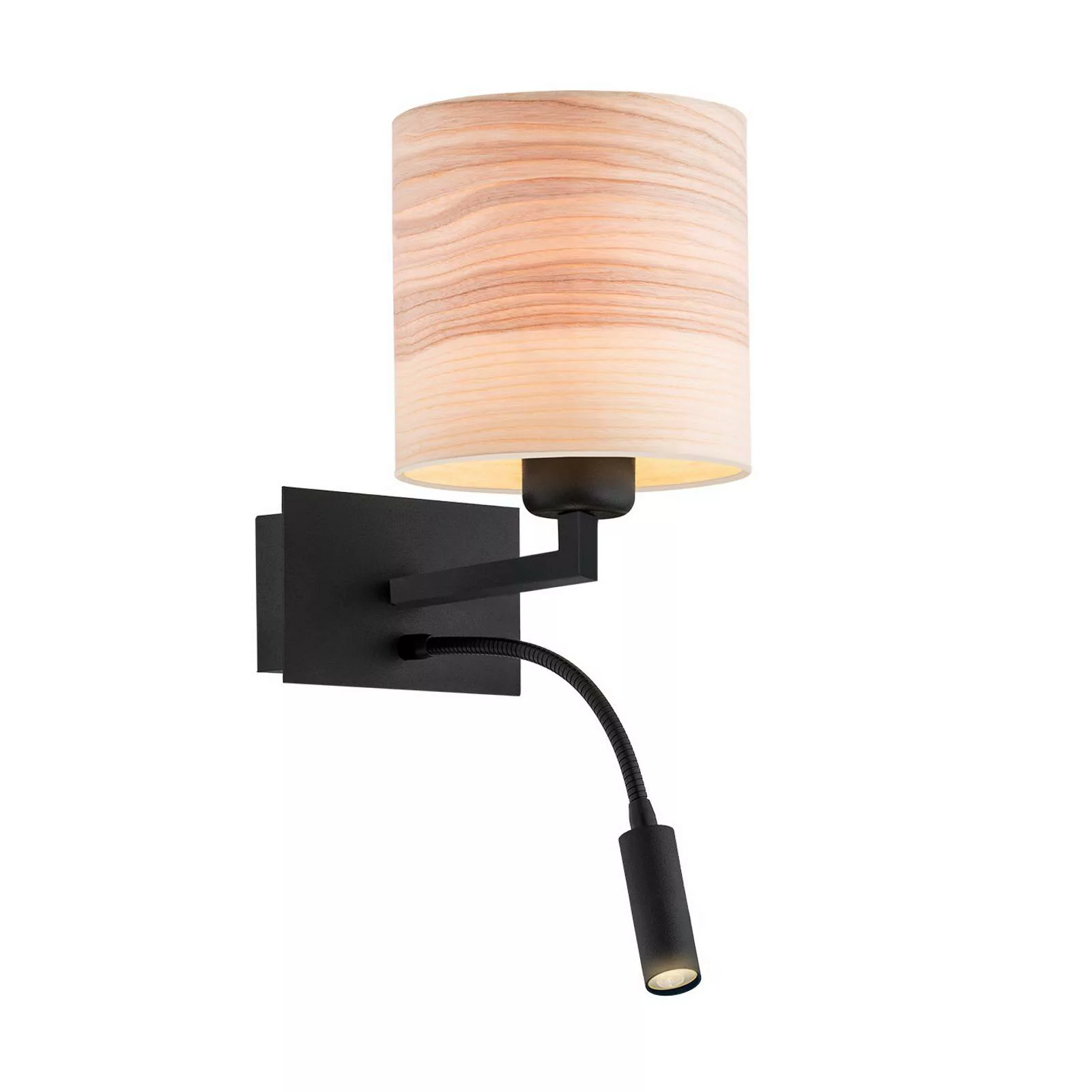 Wandlampe Harry, rund, schwarz/Holz hell günstig online kaufen