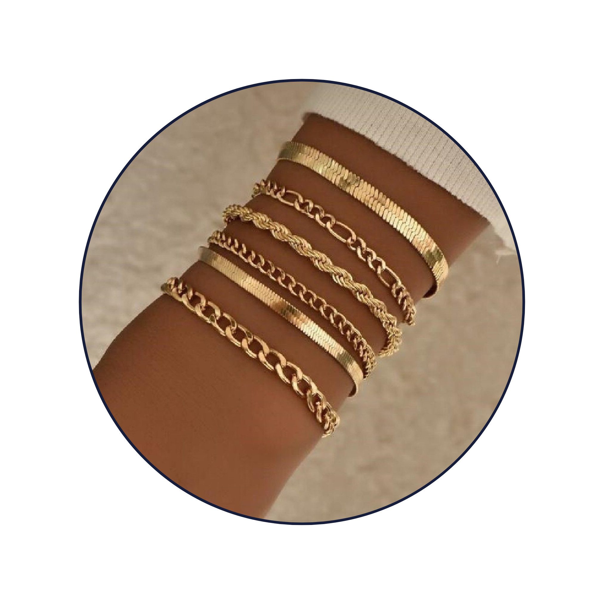GOLDKLEIN Schmuckset 6 Stück vergoldeter Edelstahl günstig online kaufen