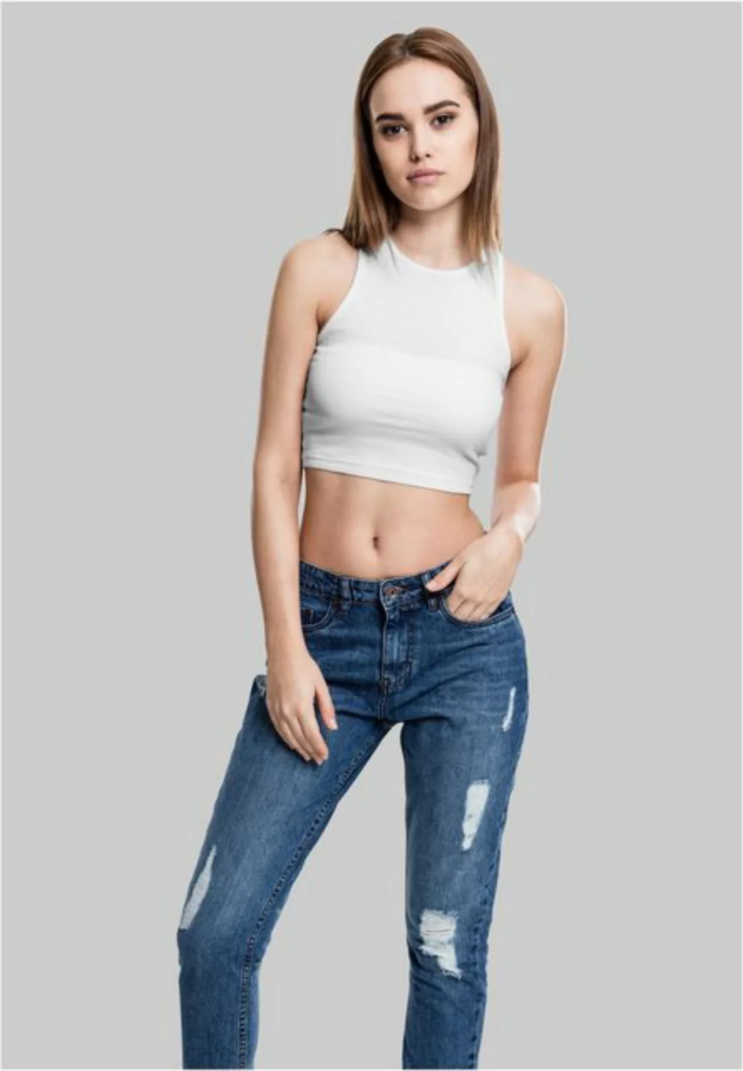 URBAN CLASSICS T-Shirt TB1498 - Ladies Cropped Rib Top white L günstig online kaufen