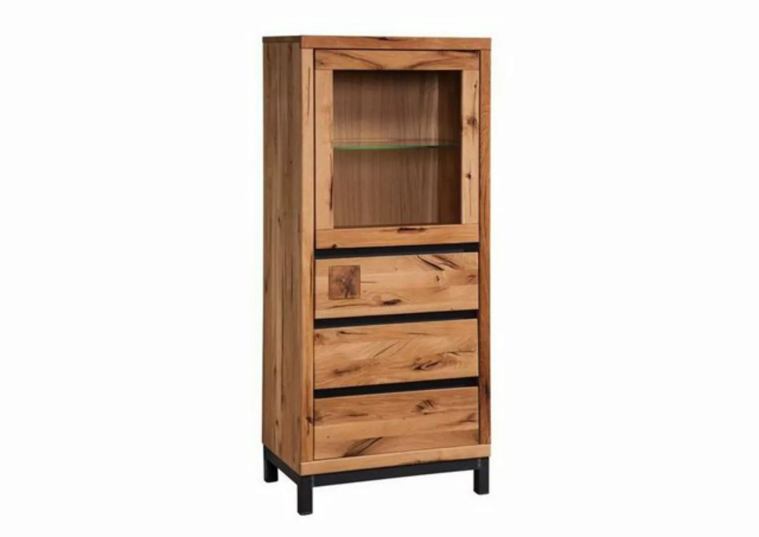 Massivmoebel24 Standvitrine (Vitrine Wildeiche 65x40x148 natur geölt VILLAN günstig online kaufen