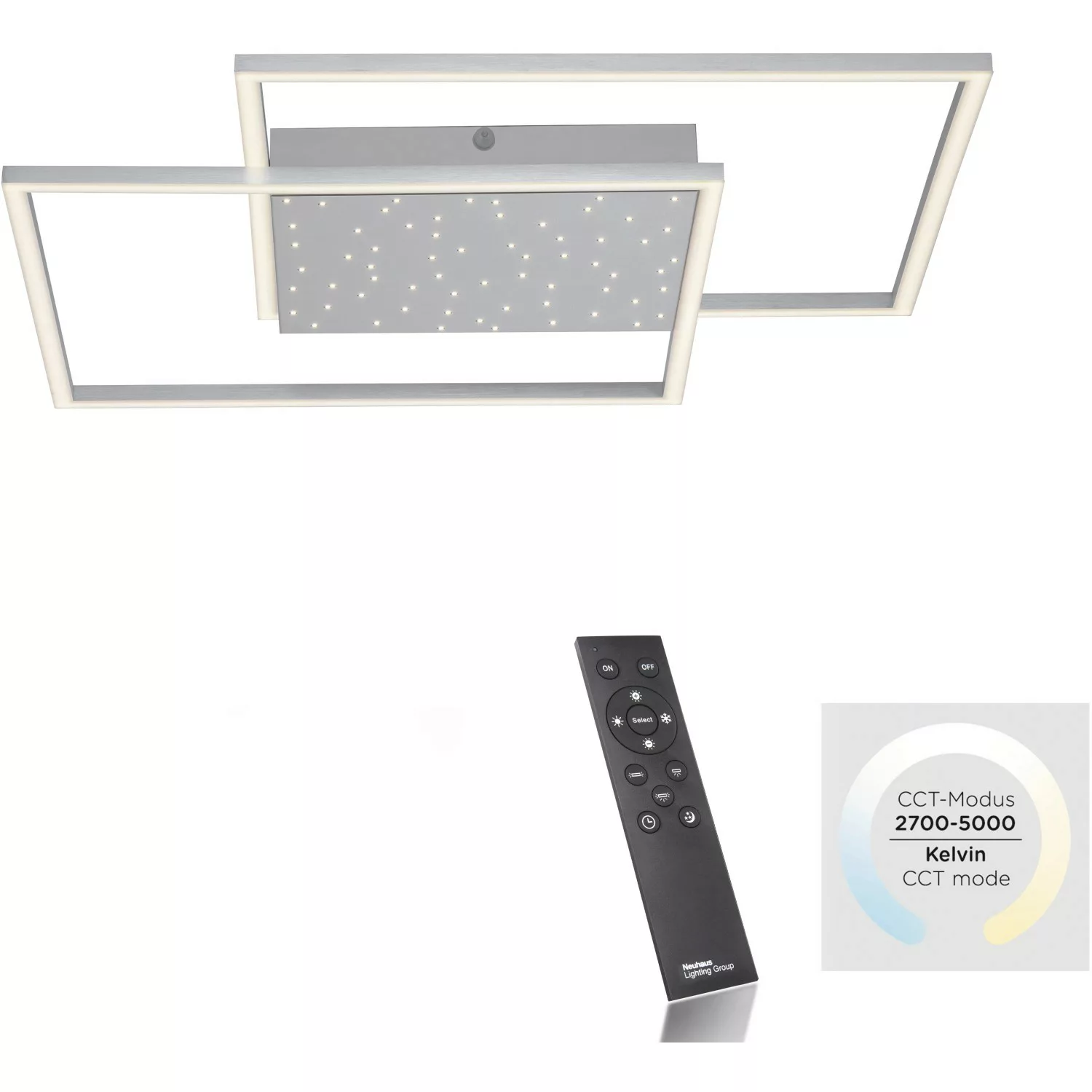 LED Deckenleuchte Yuki in Silber 2x28,5W 3550lm eckig günstig online kaufen