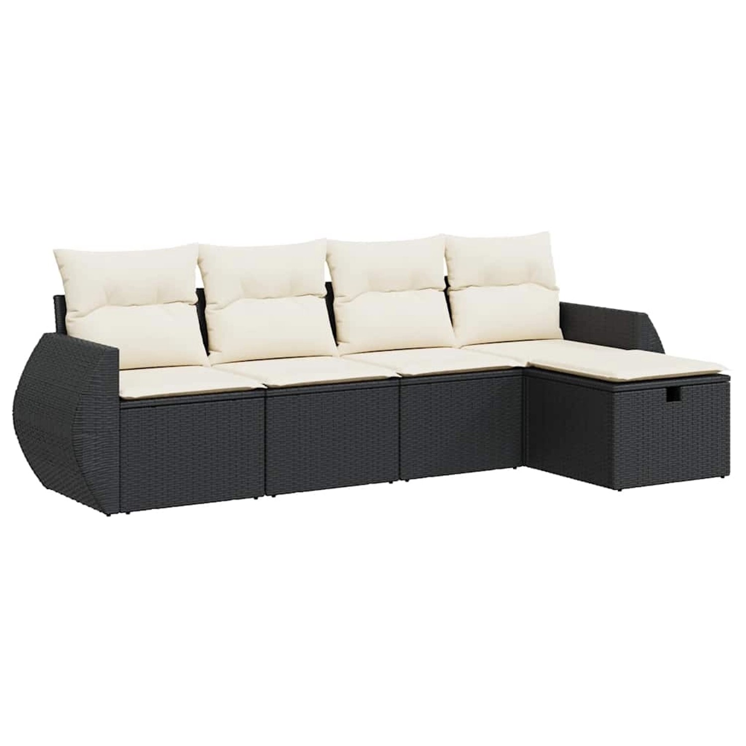 vidaXL 5-Tlg Garten-Sofagarnitur mit Kissen Schwarz Poly Rattan 3325562 günstig online kaufen