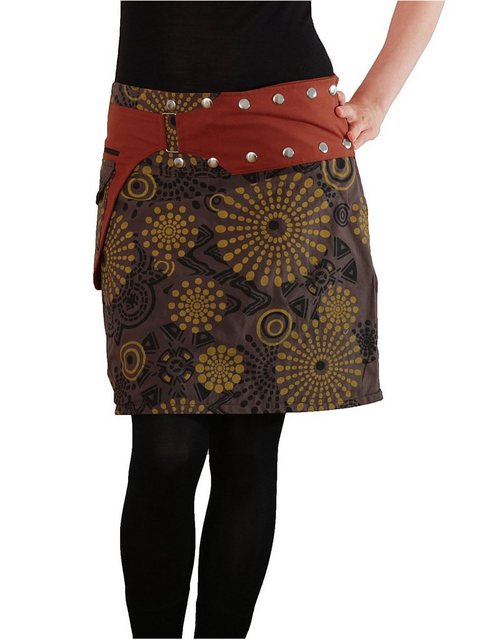 PUREWONDER Wickelrock Damen Rock mit Tasche und Print sk170 Baumwolle Einhe günstig online kaufen