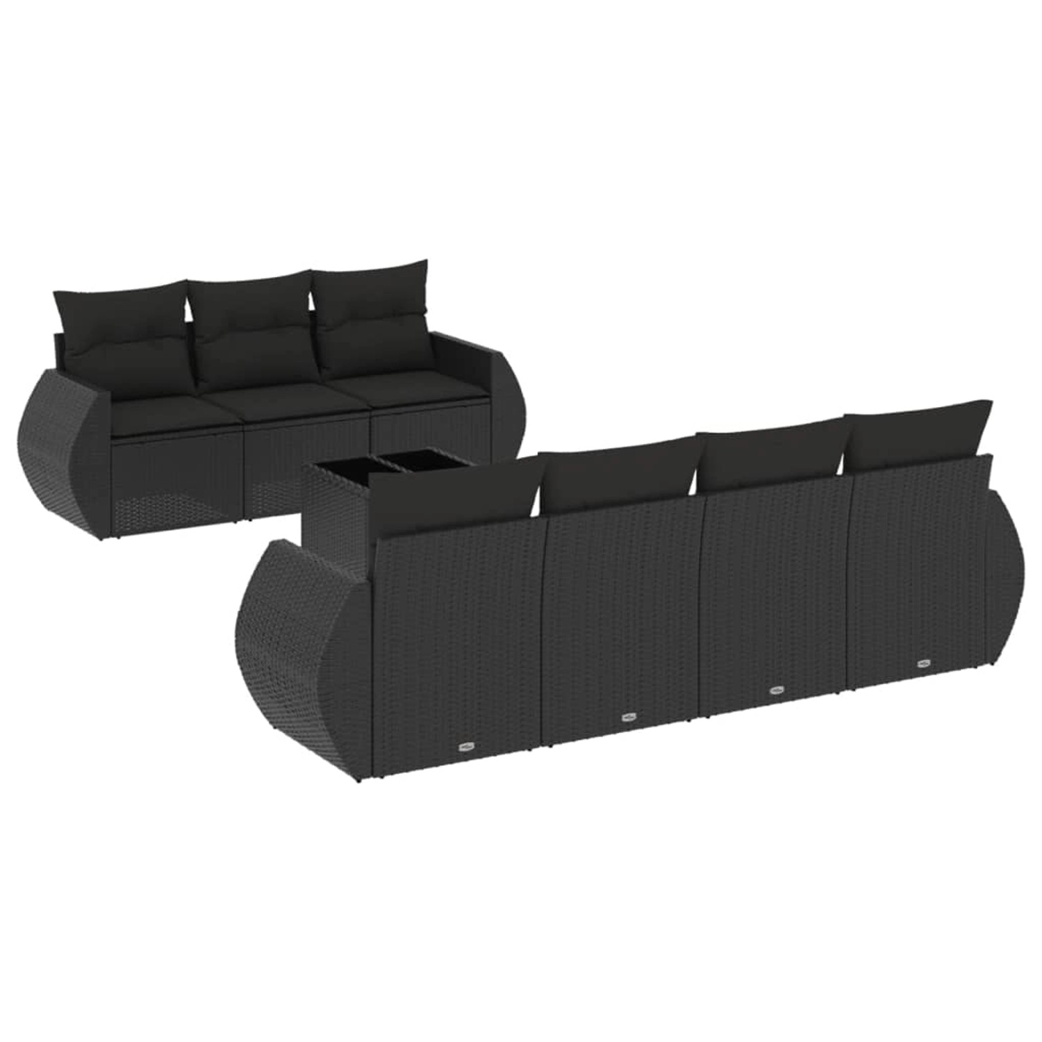 vidaXL 8-Tlg Garten-Sofagarnitur mit Kissen Schwarz Poly Rattan 3253462 günstig online kaufen