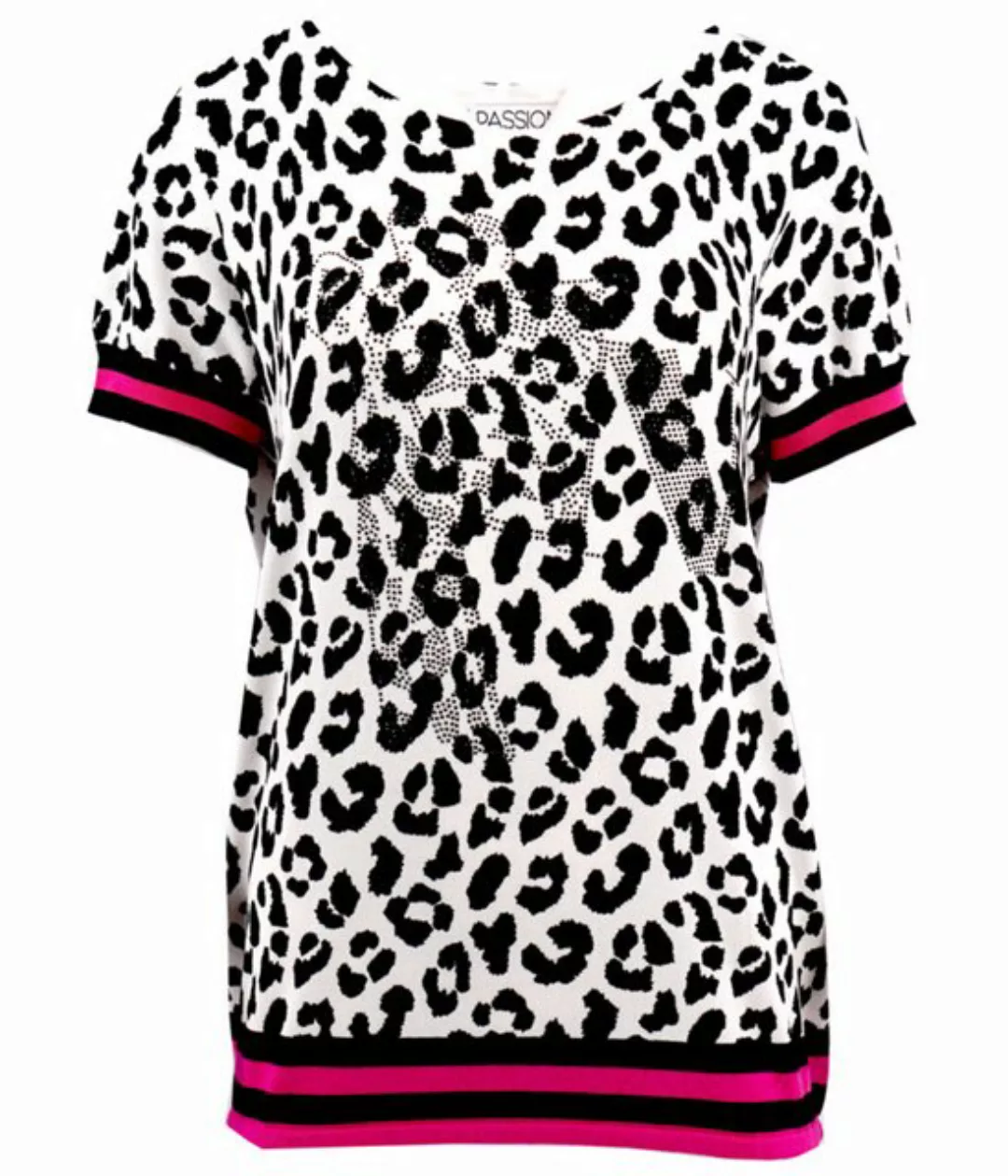 Passioni Print-Shirt Leoparden T-Shirt in Schwarz-Weiß mit Streifen und Gli günstig online kaufen