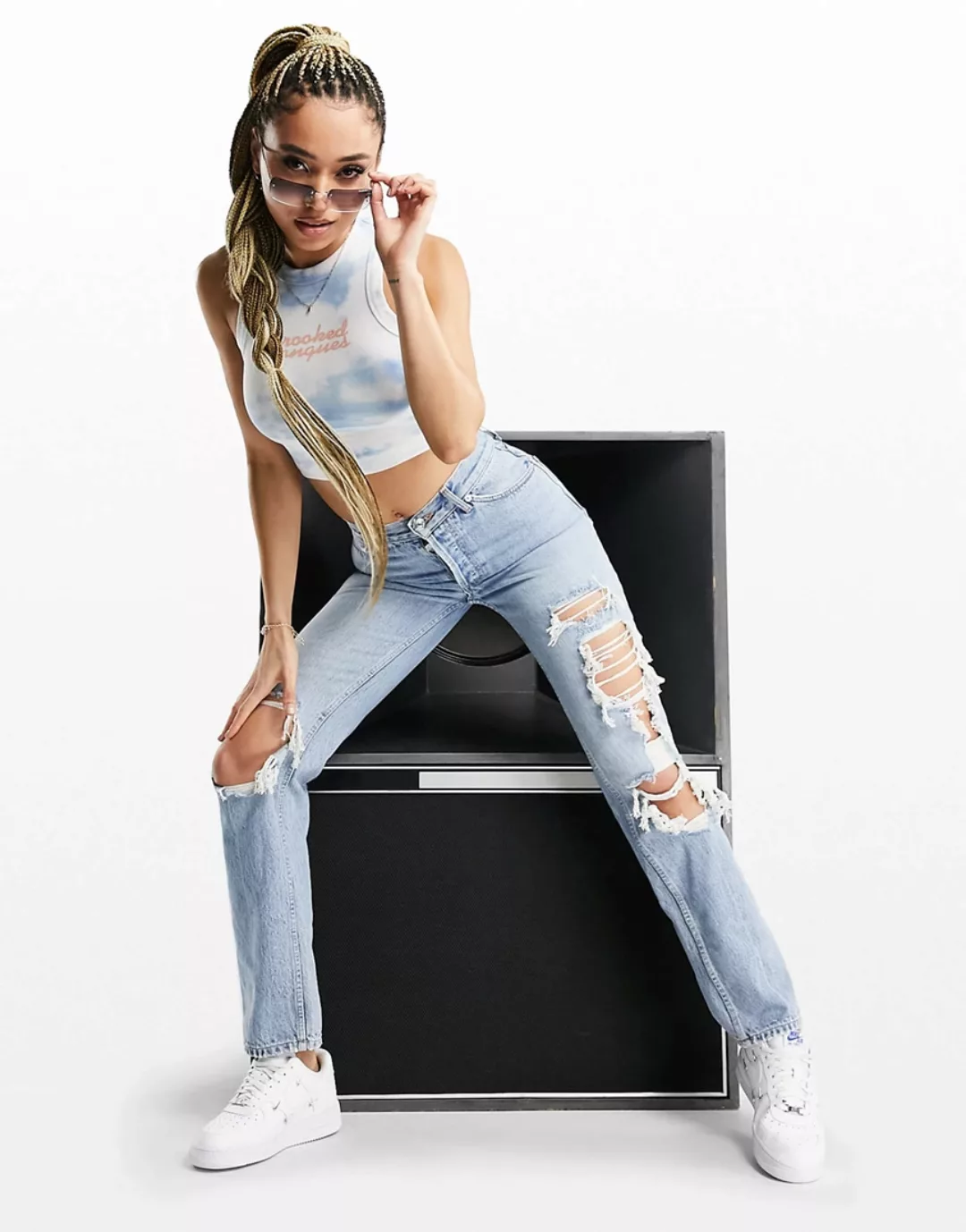 ASOS DESIGN – Gerade geschnittene Jeans im Stil der 90er mit halbhohem Bund günstig online kaufen