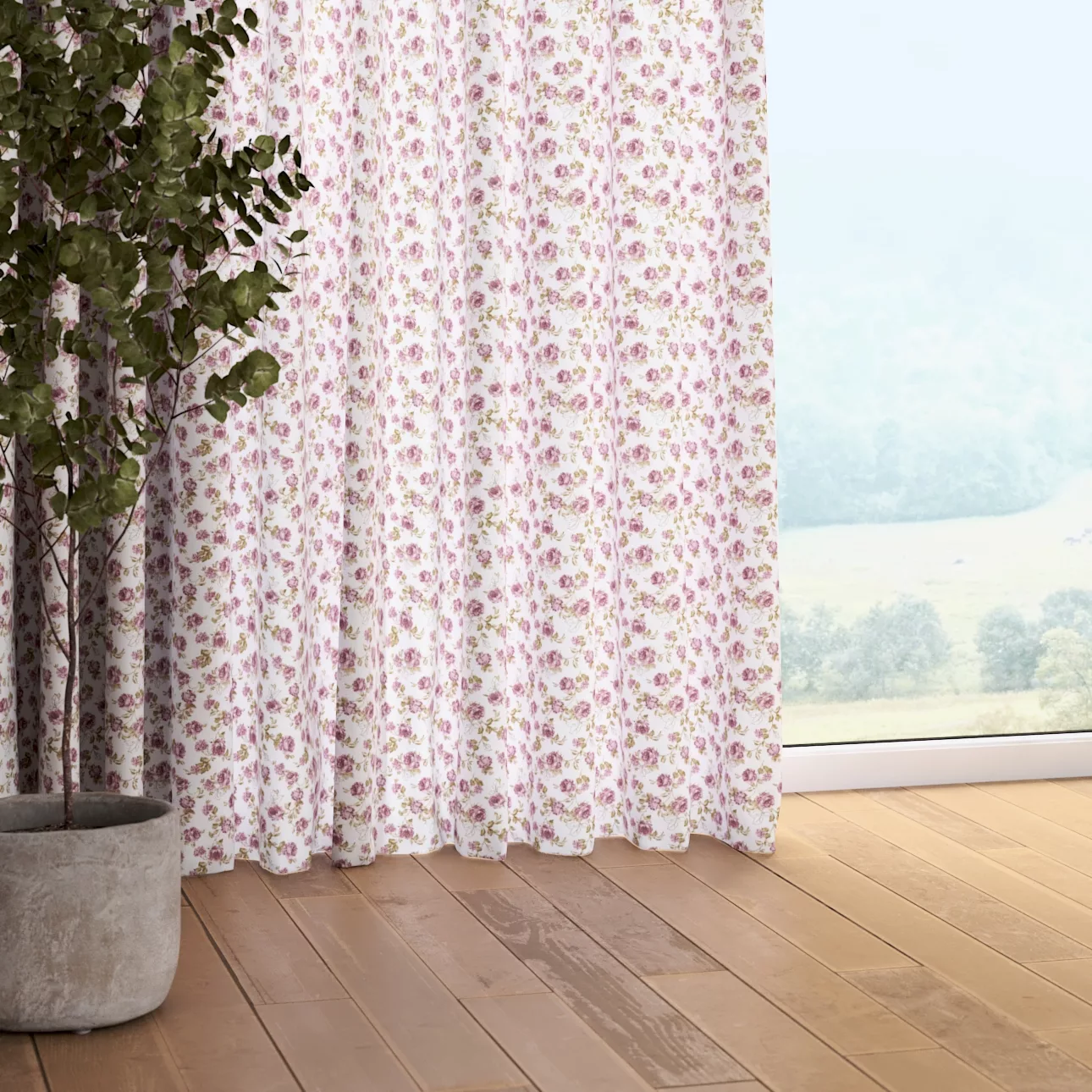 Vorhang mit Kräuselband, weiß-rosa, Flowers (143-95) günstig online kaufen