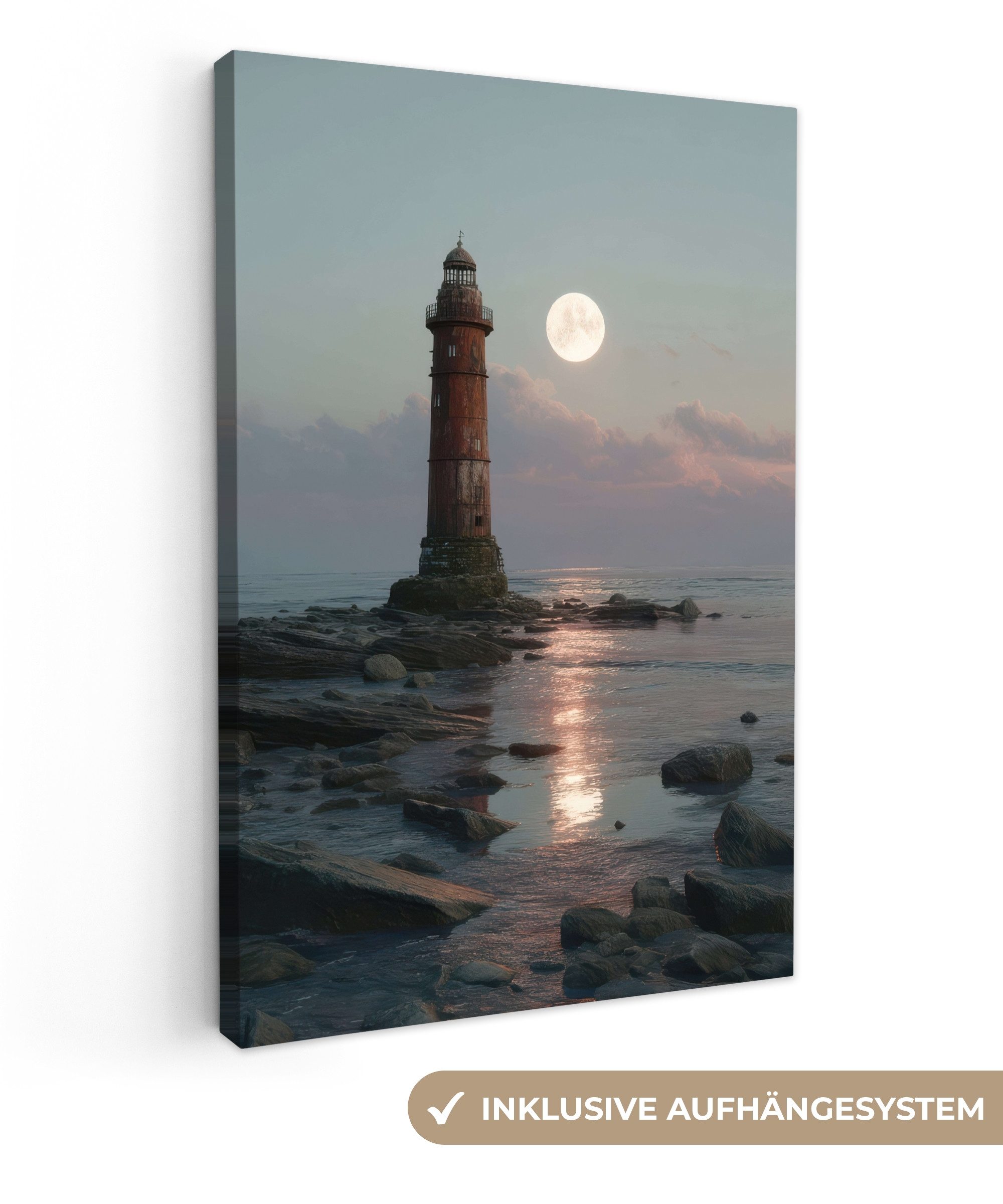 OneMillionCanvasses® Leinwandbild Leuchtturm - Steine - günstig online kaufen