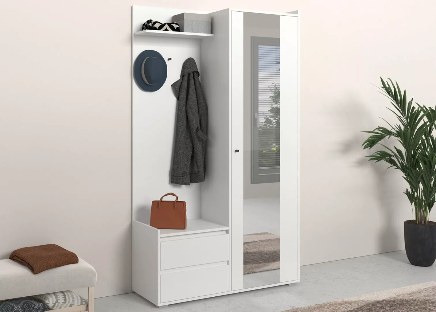 INOSIGN Garderobenschrank Kosmo mit Spiegel Maße 118 x 30 cm, Höhe 190 cm, günstig online kaufen