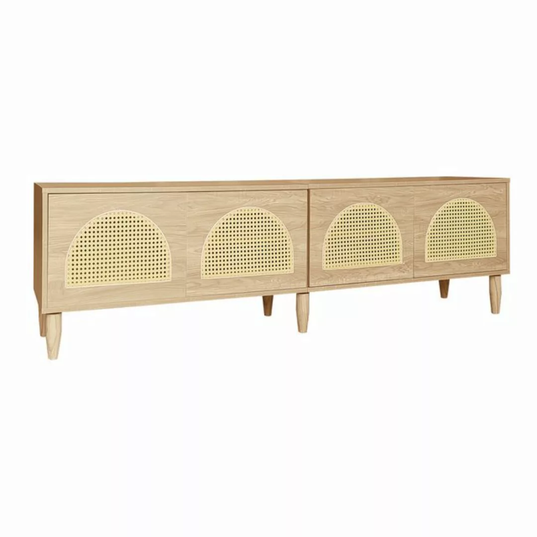 liebtech TV-Schrank Rustikaler TV-Schrank 180x40x51 cm - Mit 4 Rattantüren, günstig online kaufen